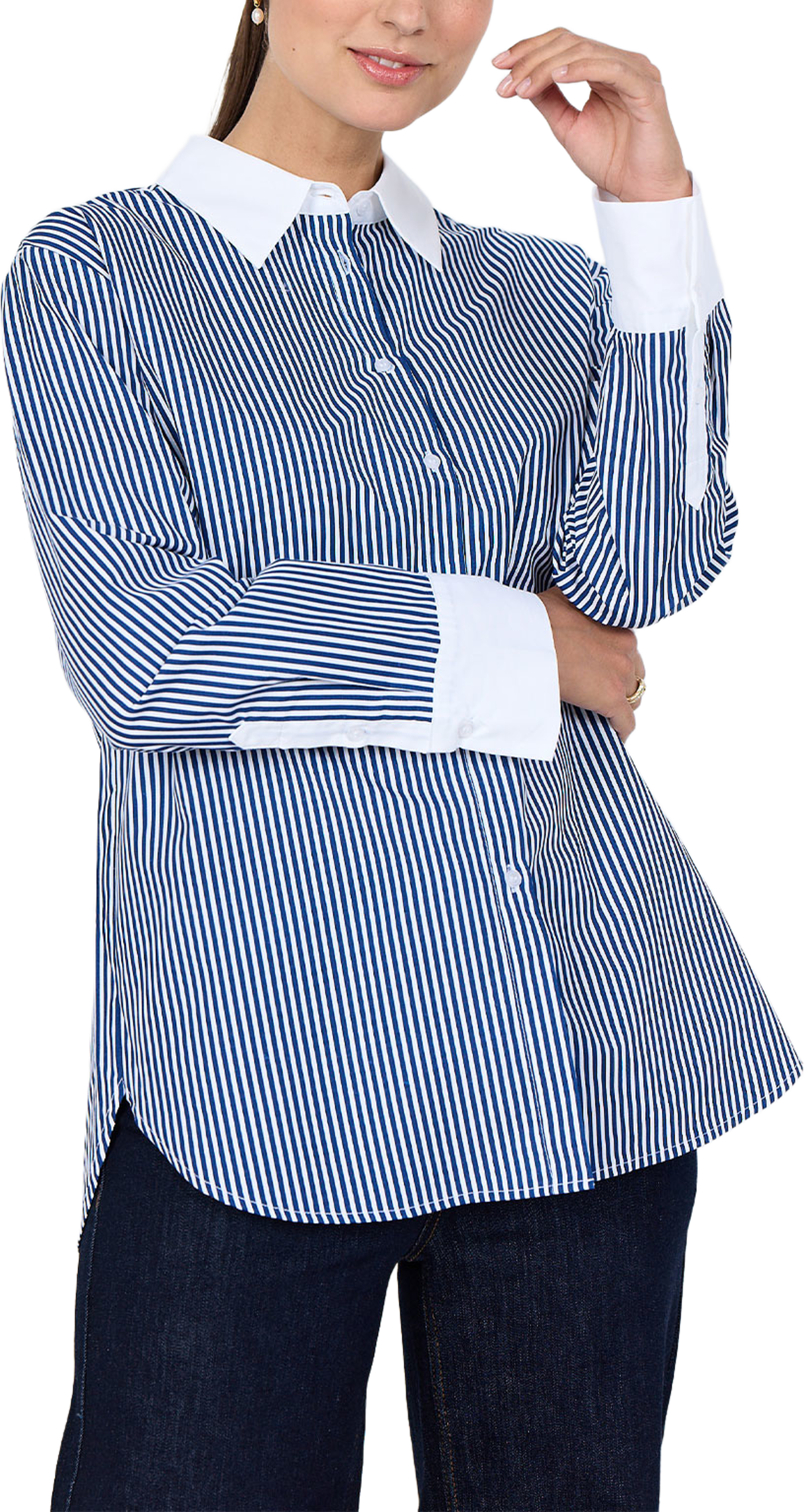 Sc-Belinda 2 Shirt, från Soyaconcept, i färgen Navy Combi. Klicka för att öppna bilden i stort format