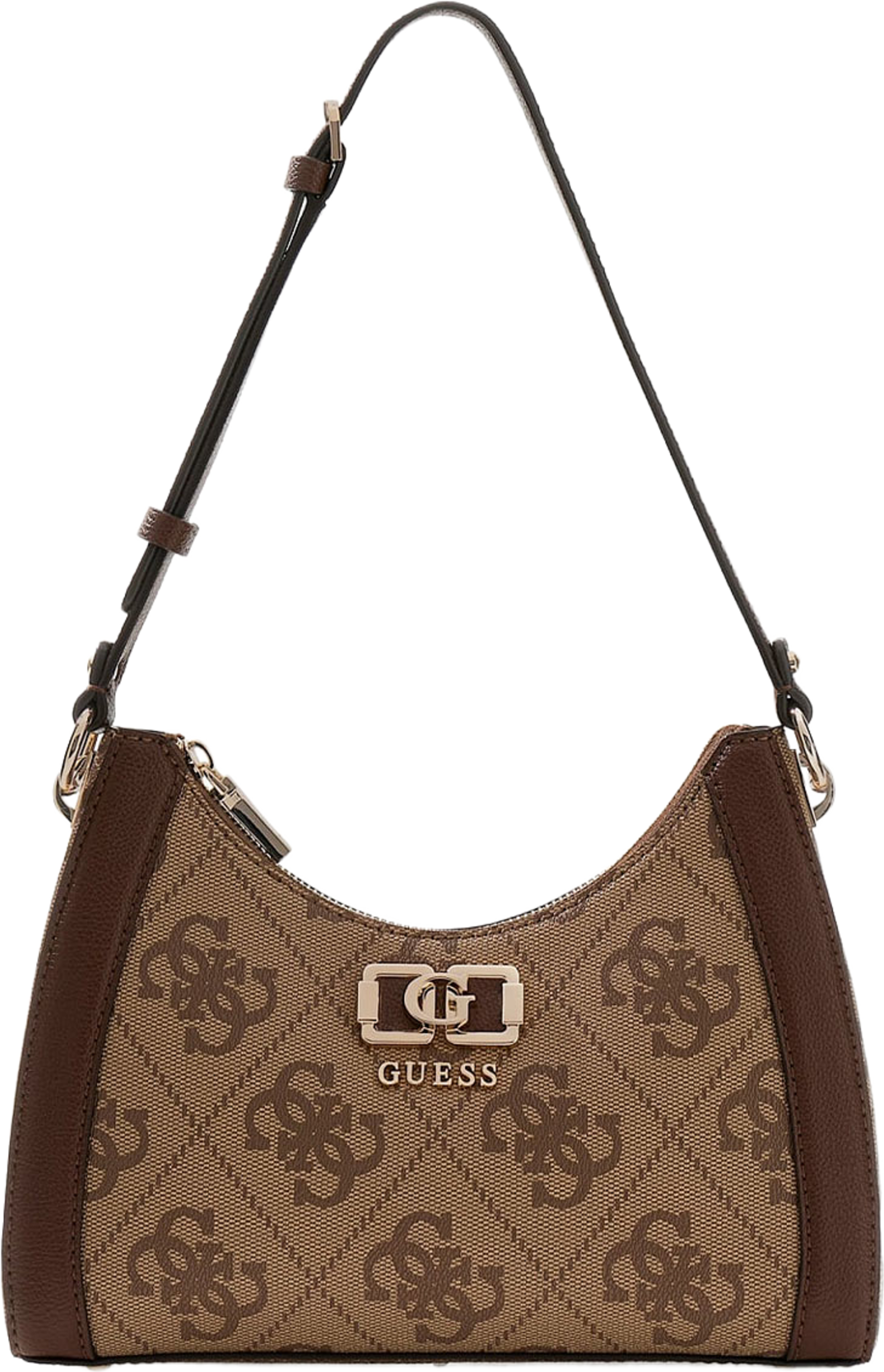 KARNILLA LOGO SHOULDER BAG, från Guess, i färgen Latte Logo/Brown. Klicka för att öppna bilden i stort format