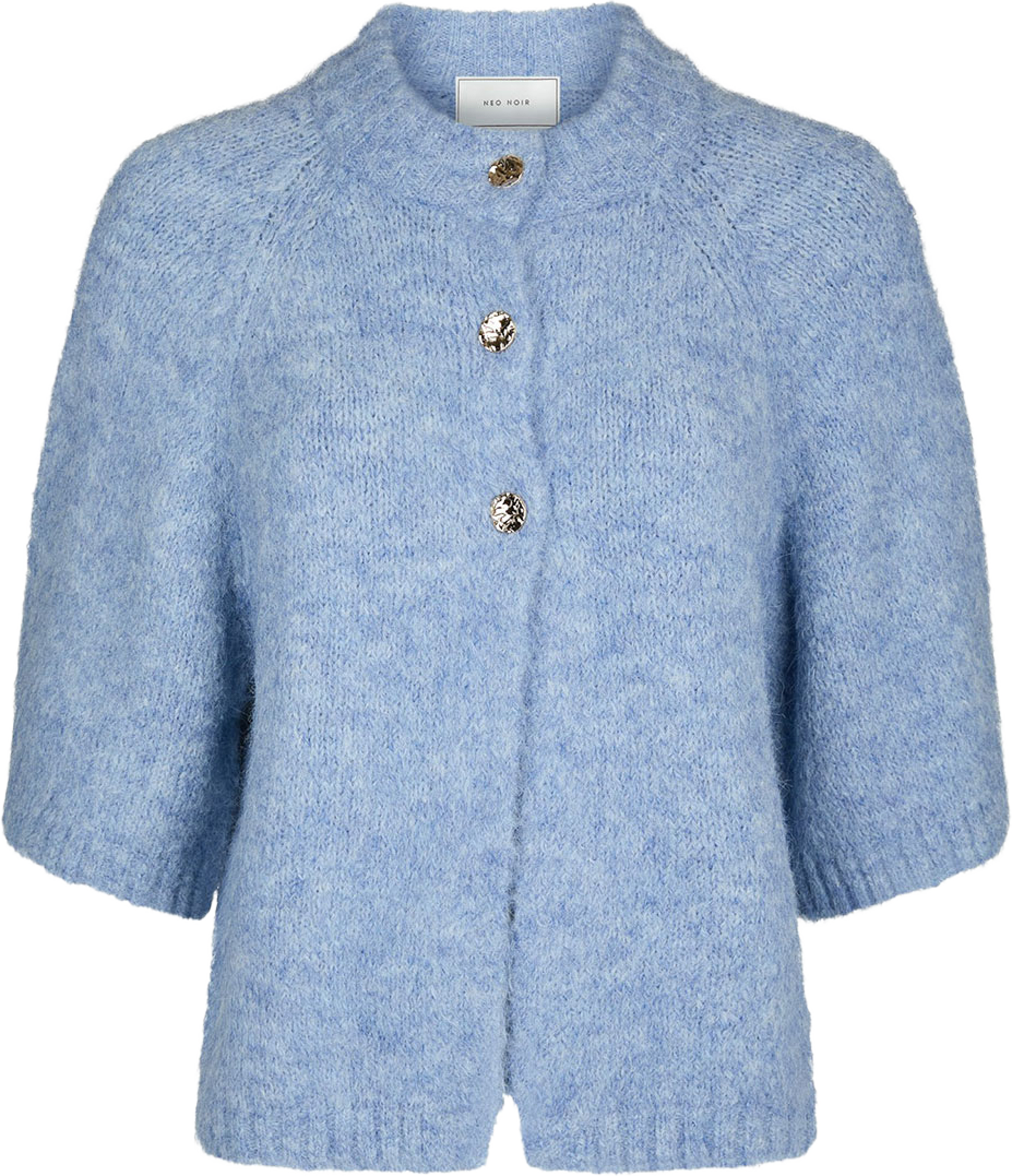 Benuta Fluffy Knit Cardigan, från Neo Noir, i färgen Dusty Blue. Klicka för att öppna bilden i stort format