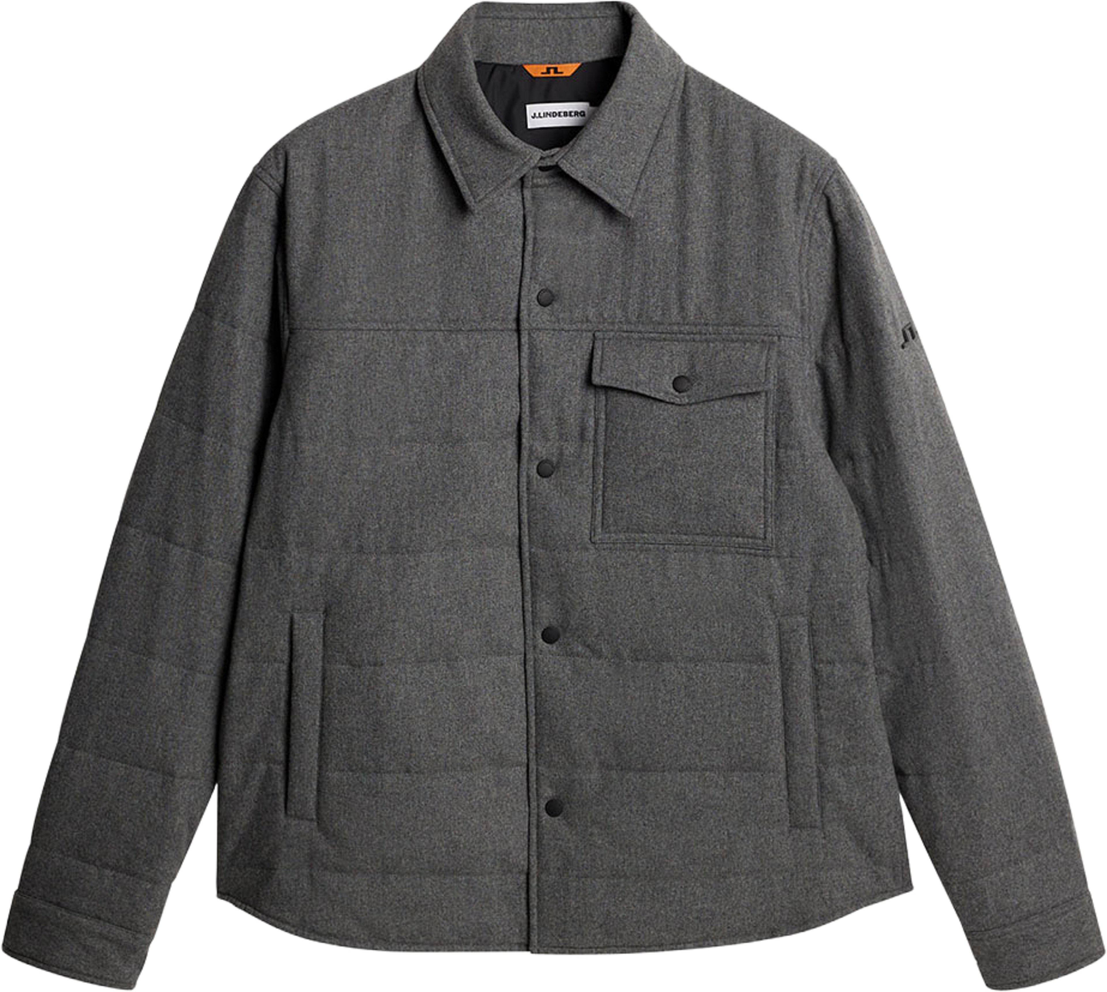 Nelson Padded quilt overshirt, från J.Lindeberg, i färgen Dark Grey Melange. Klicka för att öppna bilden i stort format