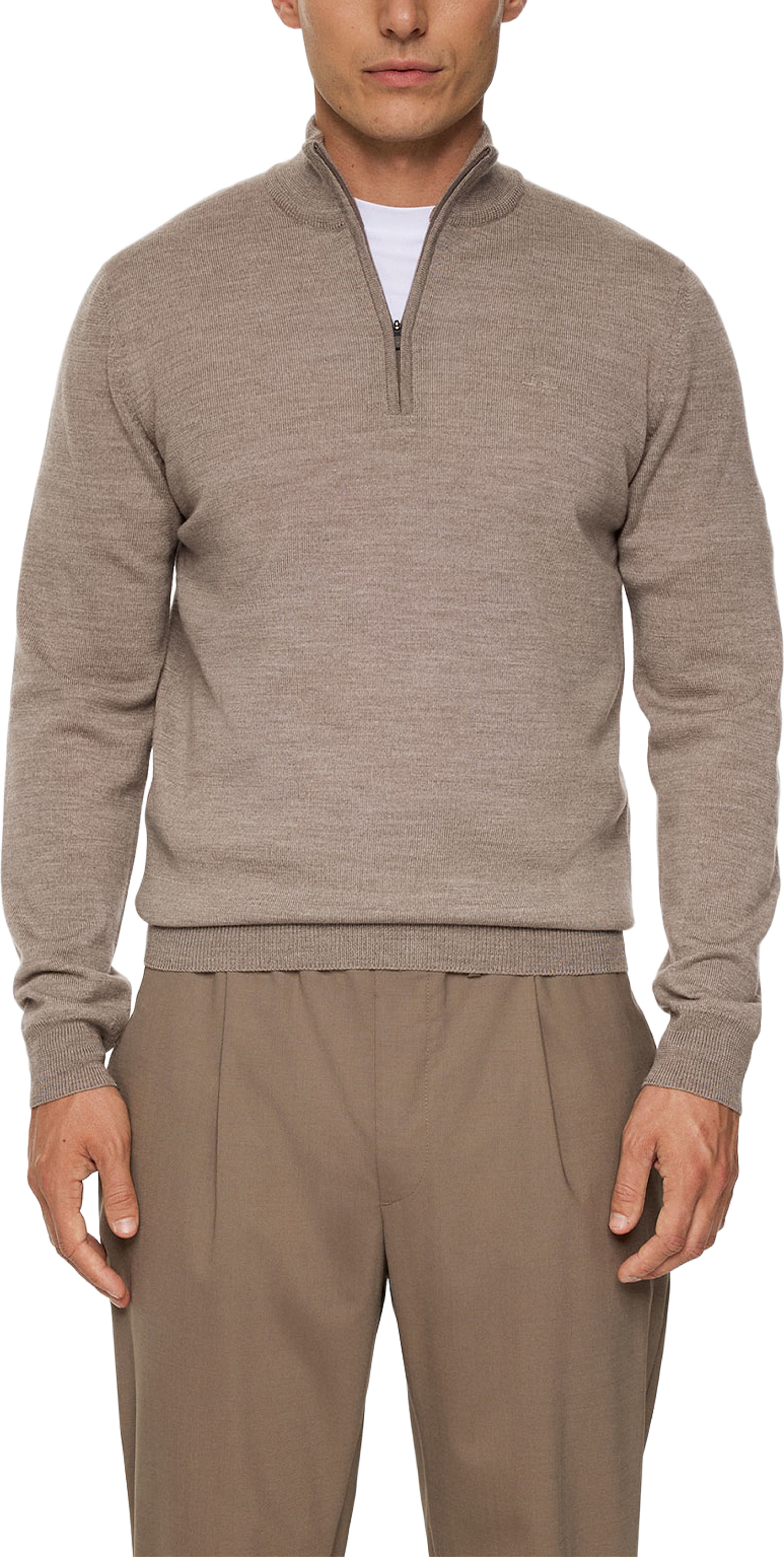 Kiyan Merino Quarter Zip, från J.Lindeberg, i färgen Brindle Melange. Klicka för att öppna bilden i stort format