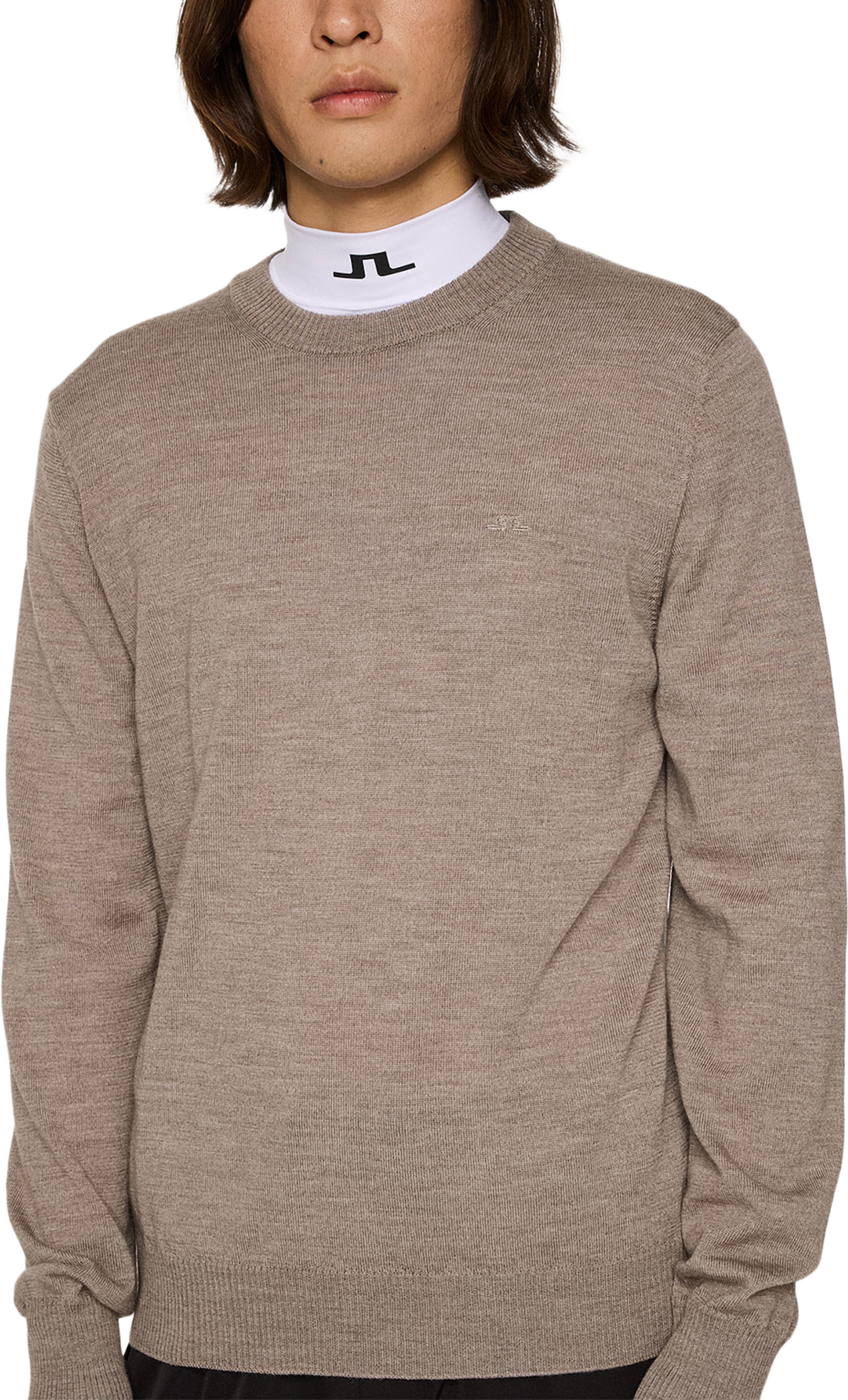 Keane Merino Crew Neck, från J.Lindeberg, i färgen Brindle Melange. Klicka för att öppna bilden i stort format