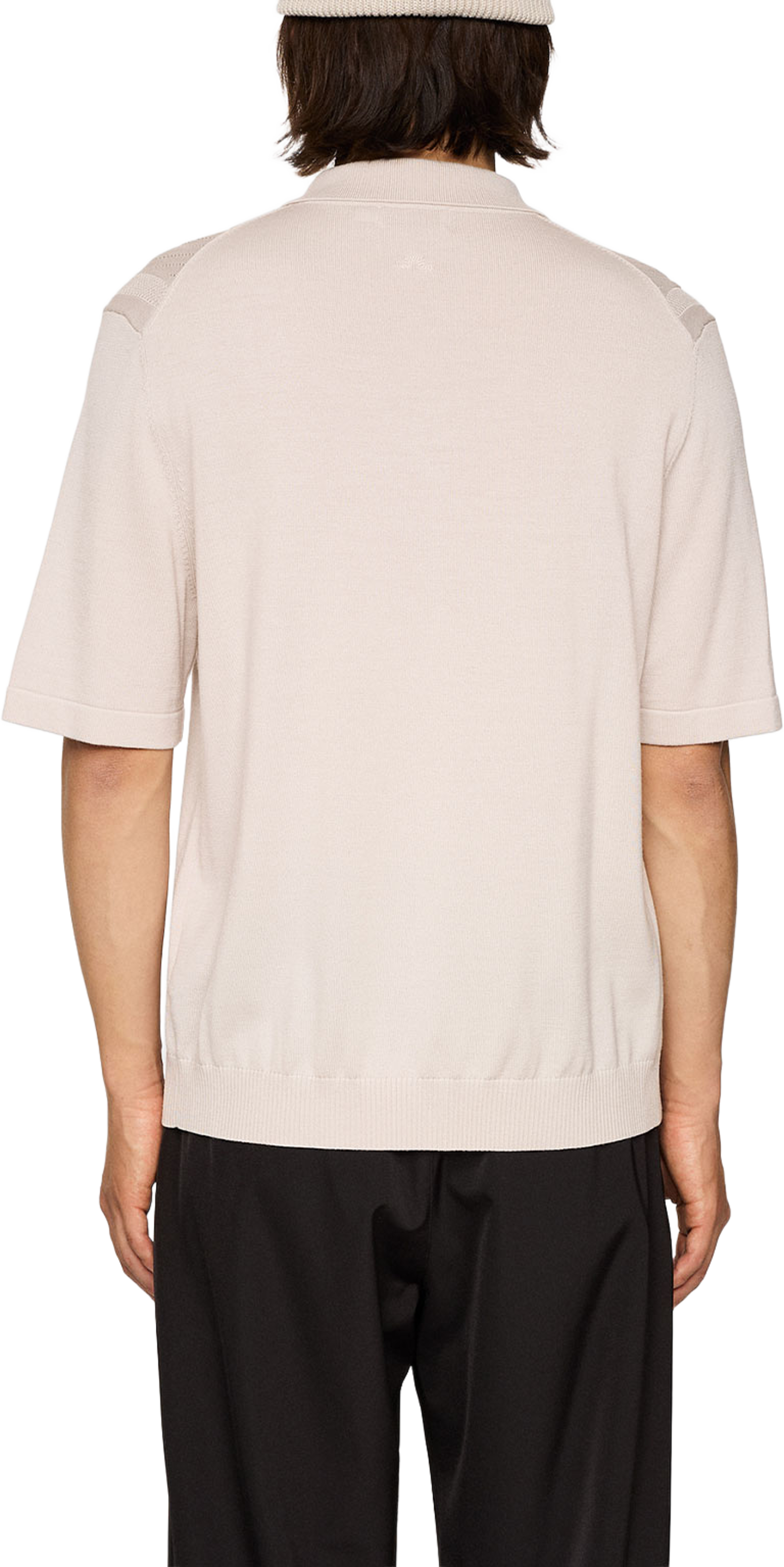 Remy Structure Zip Knit Polo, från J.Lindeberg, i färgen Moonbeam. Klicka för att öppna bilden i stort format