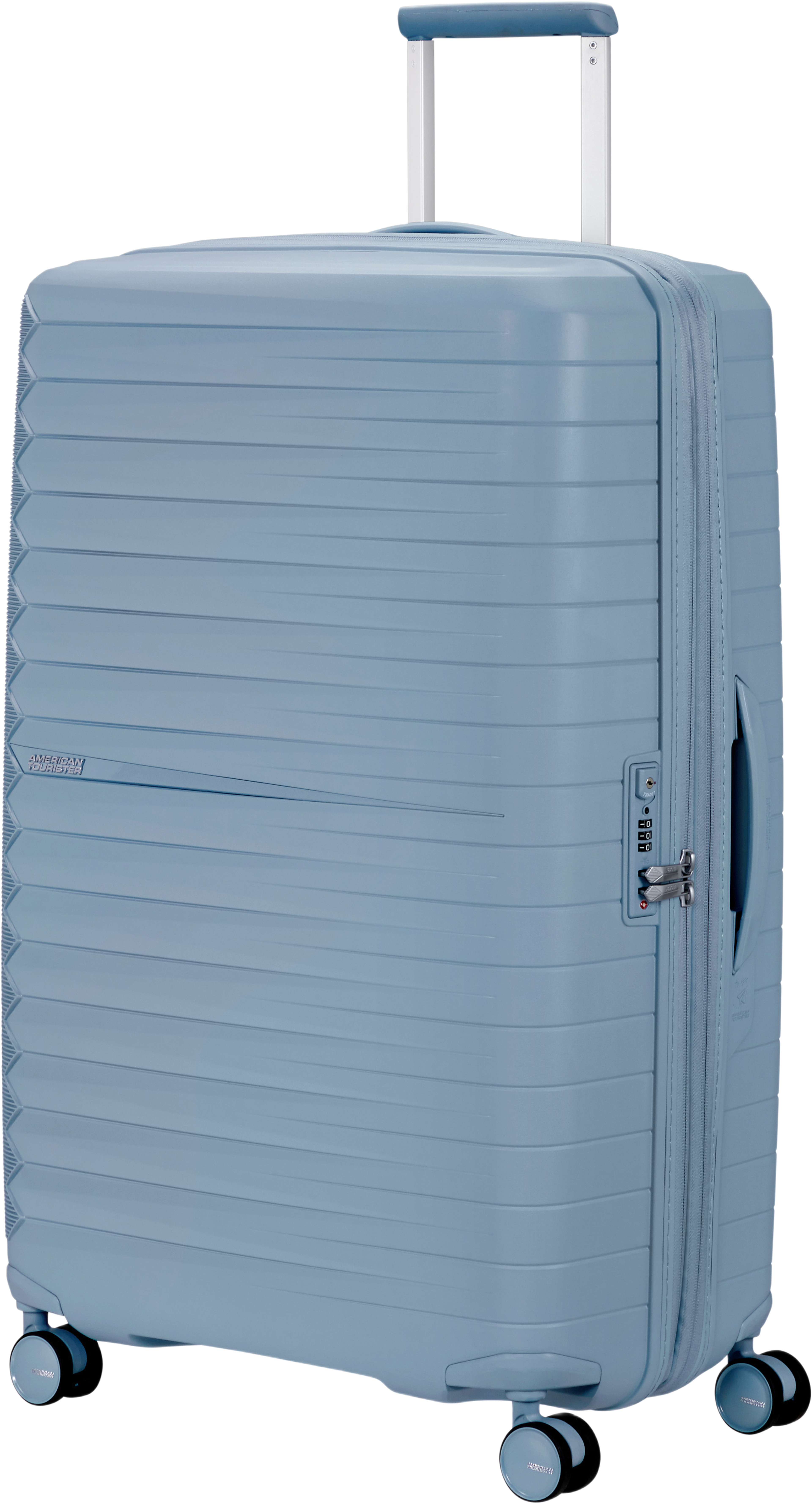 Resväska 77 cm Fast Forward, från American Tourister, i färgen Steel Blue. Klicka för att öppna bilden i stort format