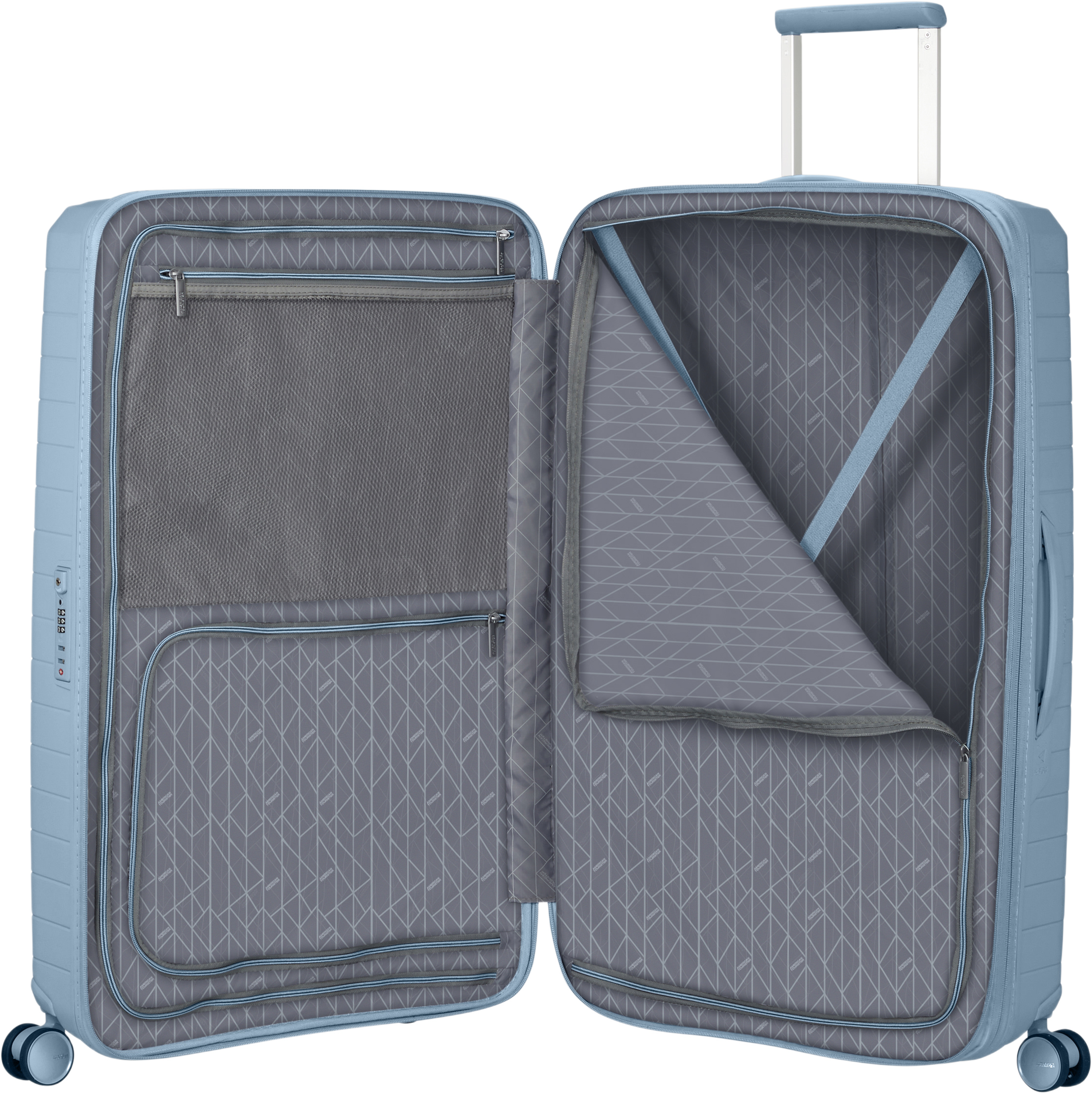 Resväska 77 cm Fast Forward, från American Tourister, i färgen Steel Blue. Klicka för att öppna bilden i stort format