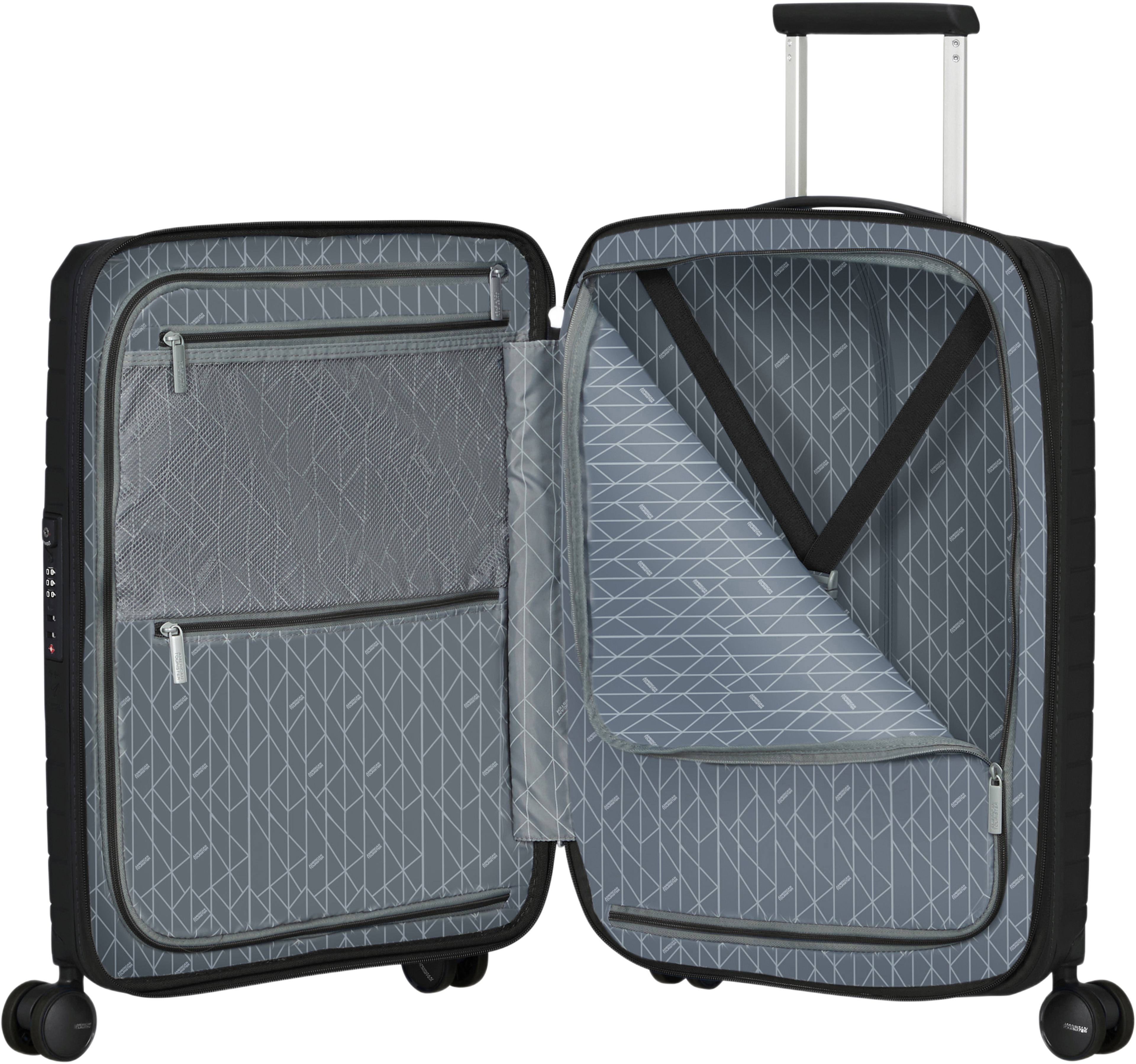 Kabinväska 55 cm Fast Forward, från American Tourister, i färgen Flash Black. Klicka för att öppna bilden i stort format