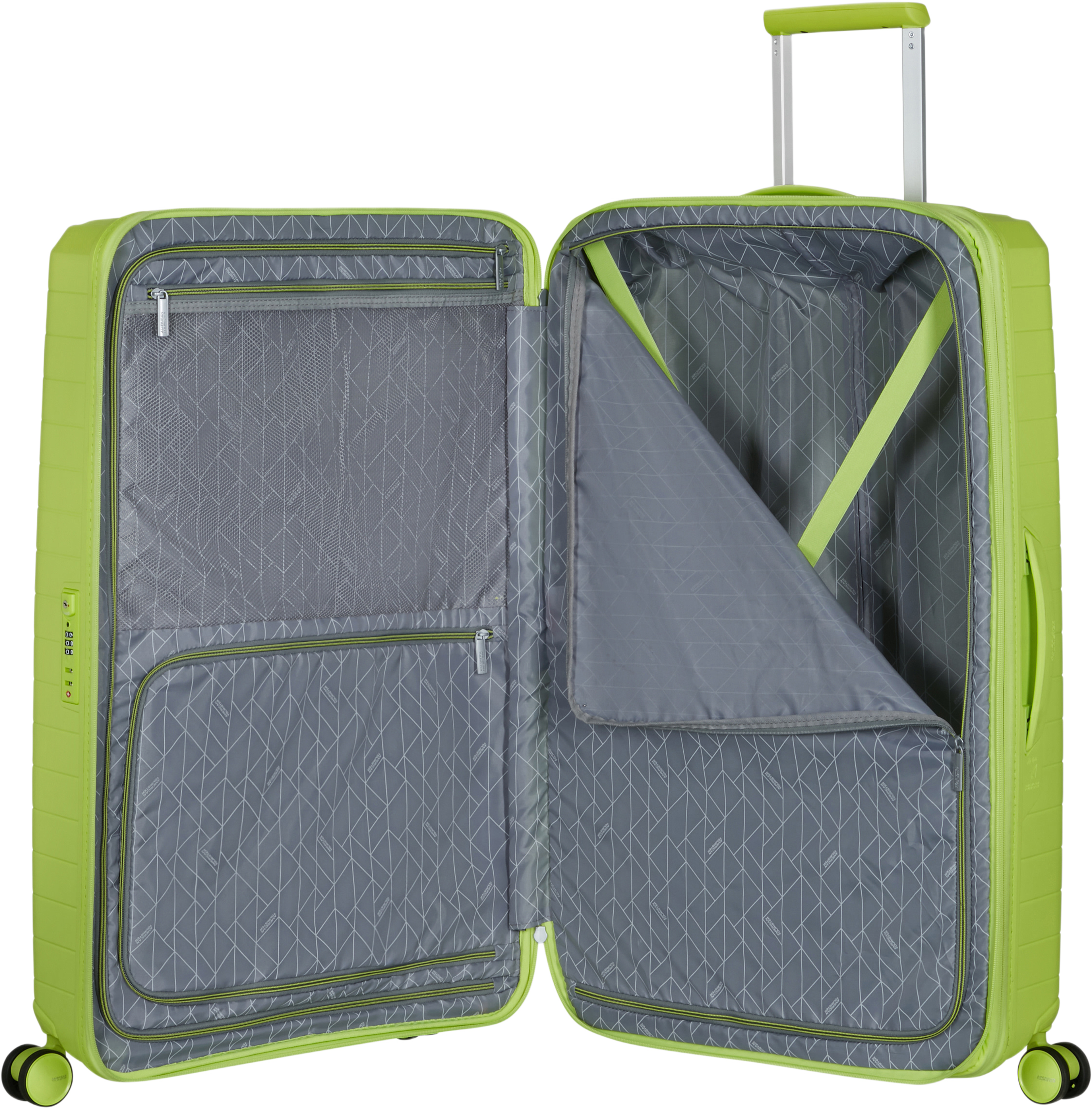 Resväska 77 cm Fast Forward, från American Tourister, i färgen Neon Lime. Klicka för att öppna bilden i stort format