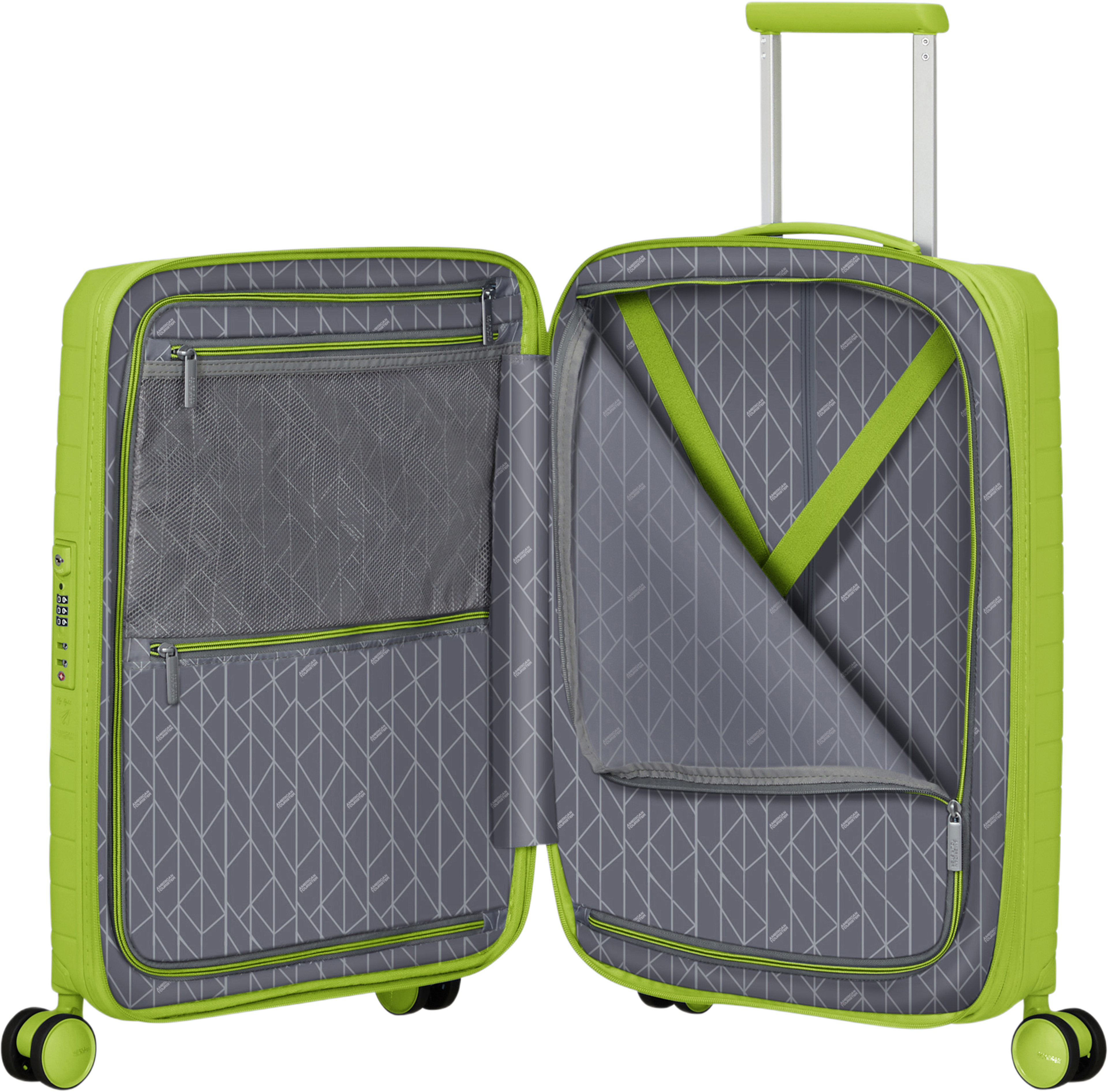 Kabinväska 55 cm Fast Forward, från American Tourister, i färgen Neon Lime. Klicka för att öppna bilden i stort format