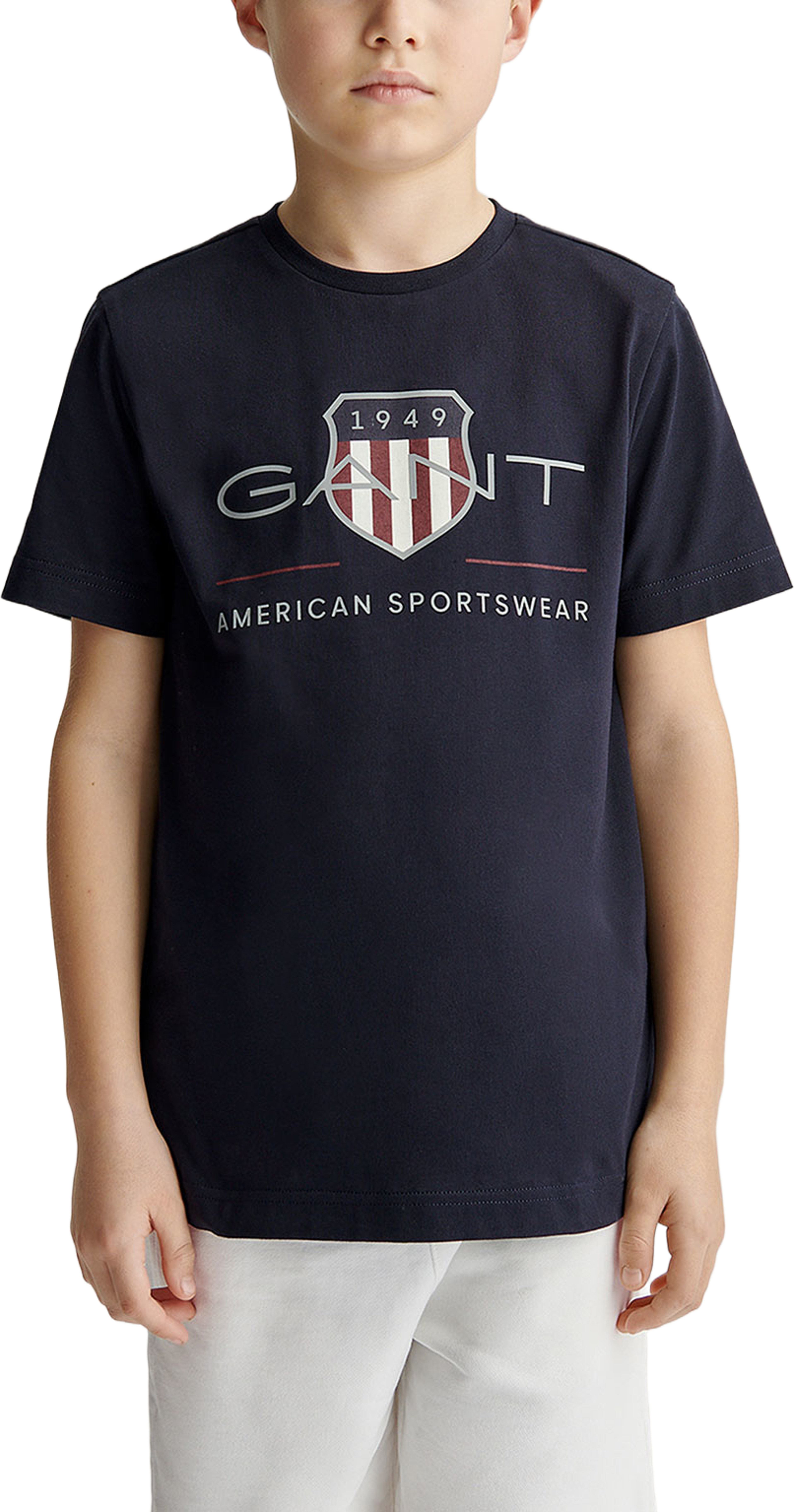 Archive Shield SS T-Shirt, från GANT, i färgen Evening Blue. Klicka för att öppna bilden i stort format