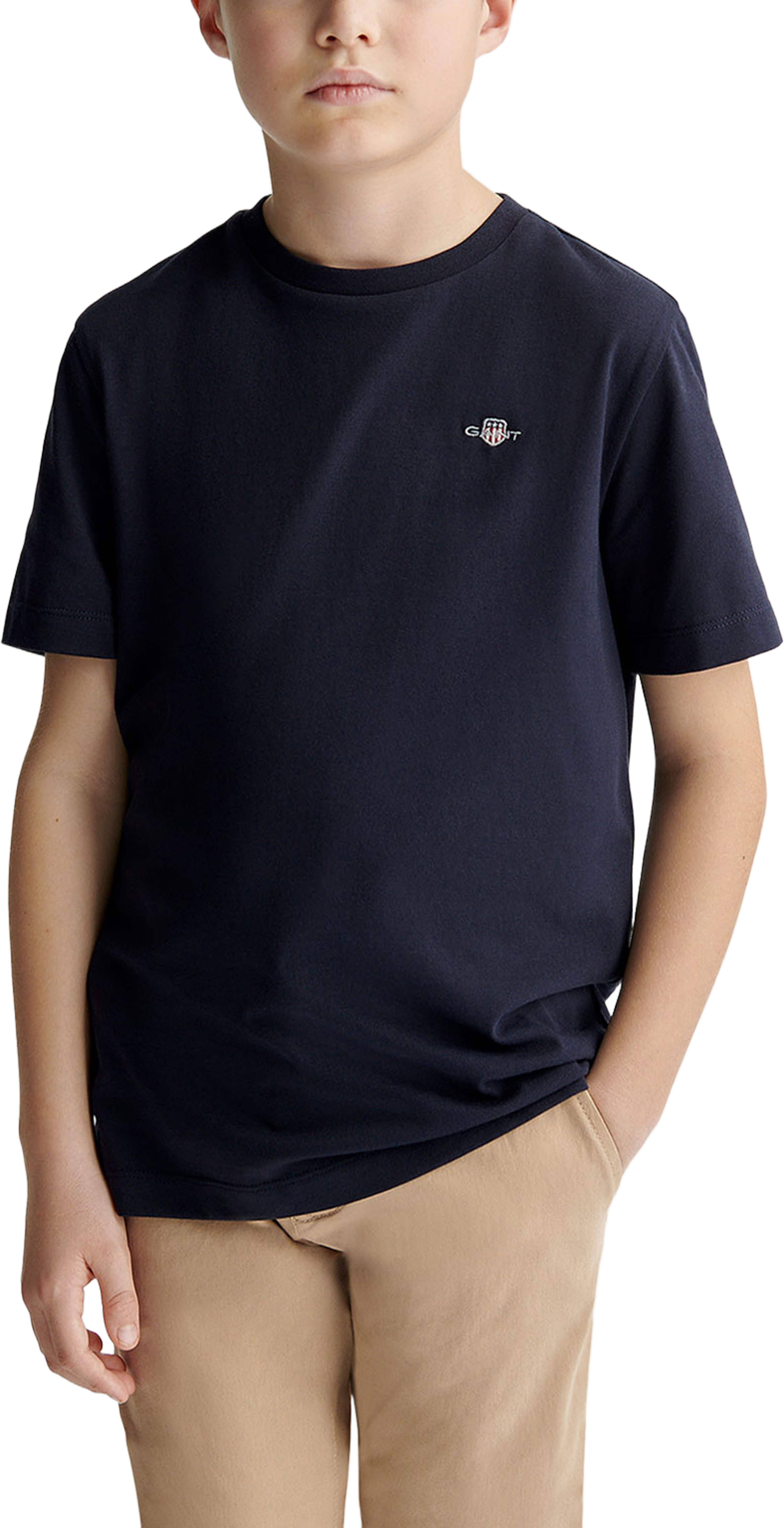 Shield SS T-Shirt, från GANT, i färgen Evening Blue. Klicka för att öppna bilden i stort format