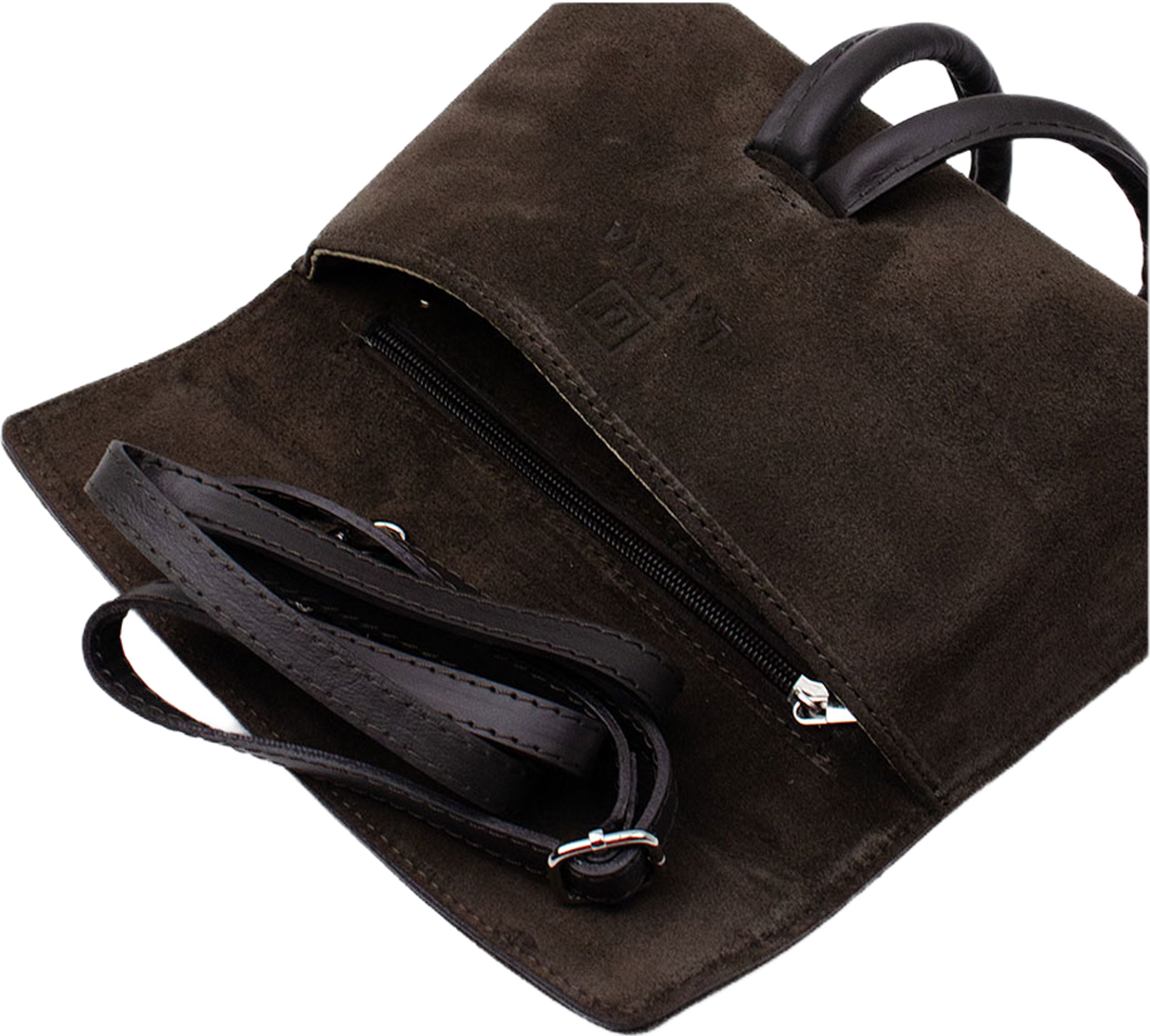 Handväska i suede Barletta, från LaTalia, i färgen Mörkbrun. Klicka för att öppna bilden i stort format