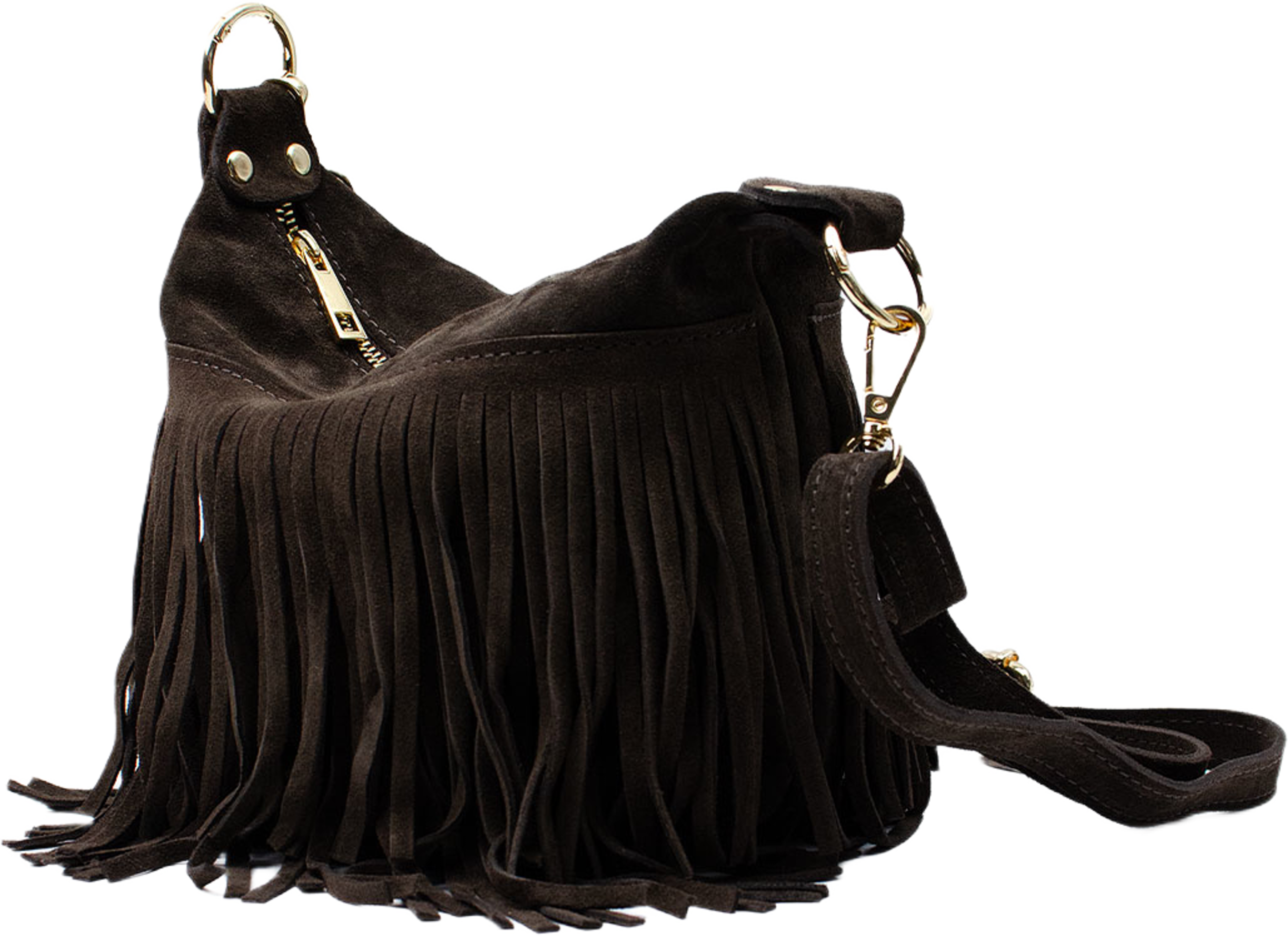 Väska i mocka "Cento", från LaTalia, i färgen Mörkbrun. Klicka för att öppna bilden i stort format