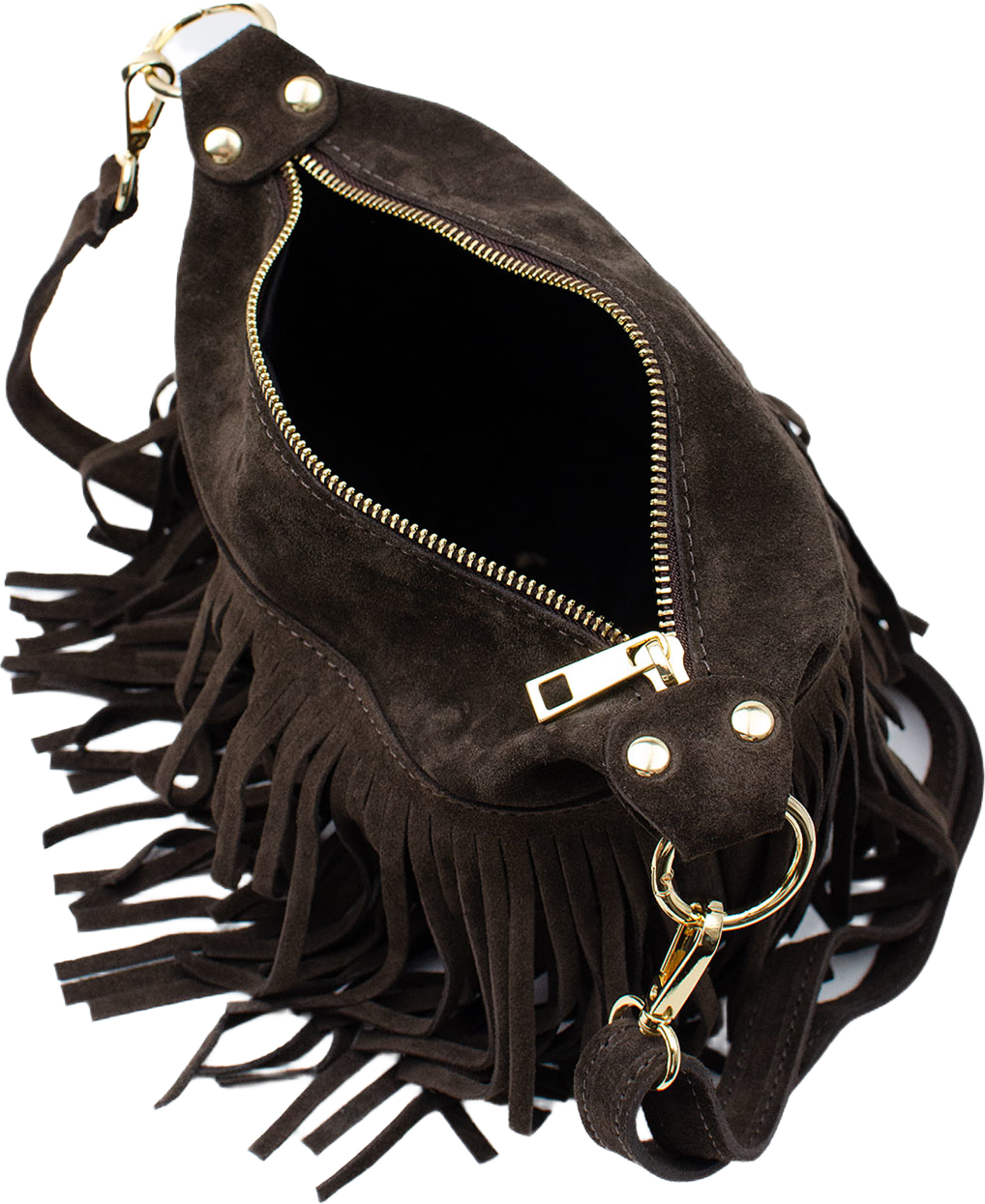 Väska i mocka "Cento", från LaTalia, i färgen Mörkbrun. Klicka för att öppna bilden i stort format