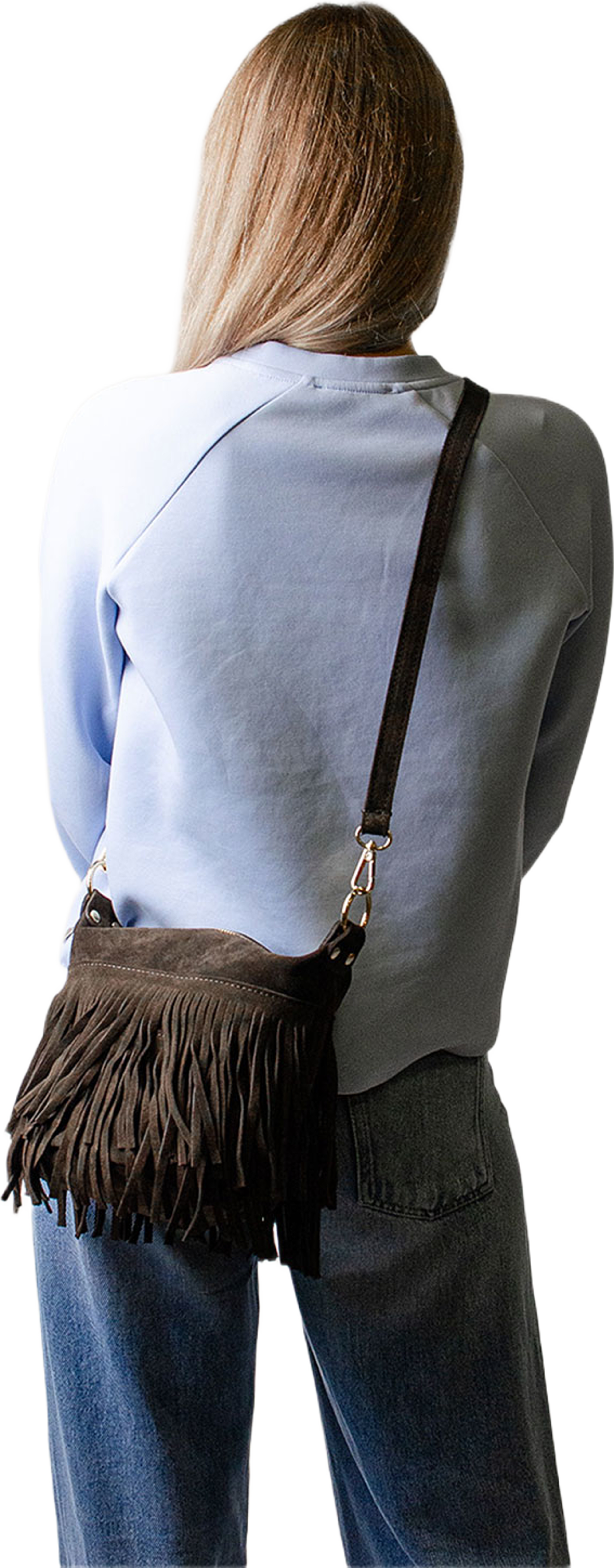 Väska i mocka "Cento", från LaTalia, i färgen Mörkbrun. Klicka för att öppna bilden i stort format