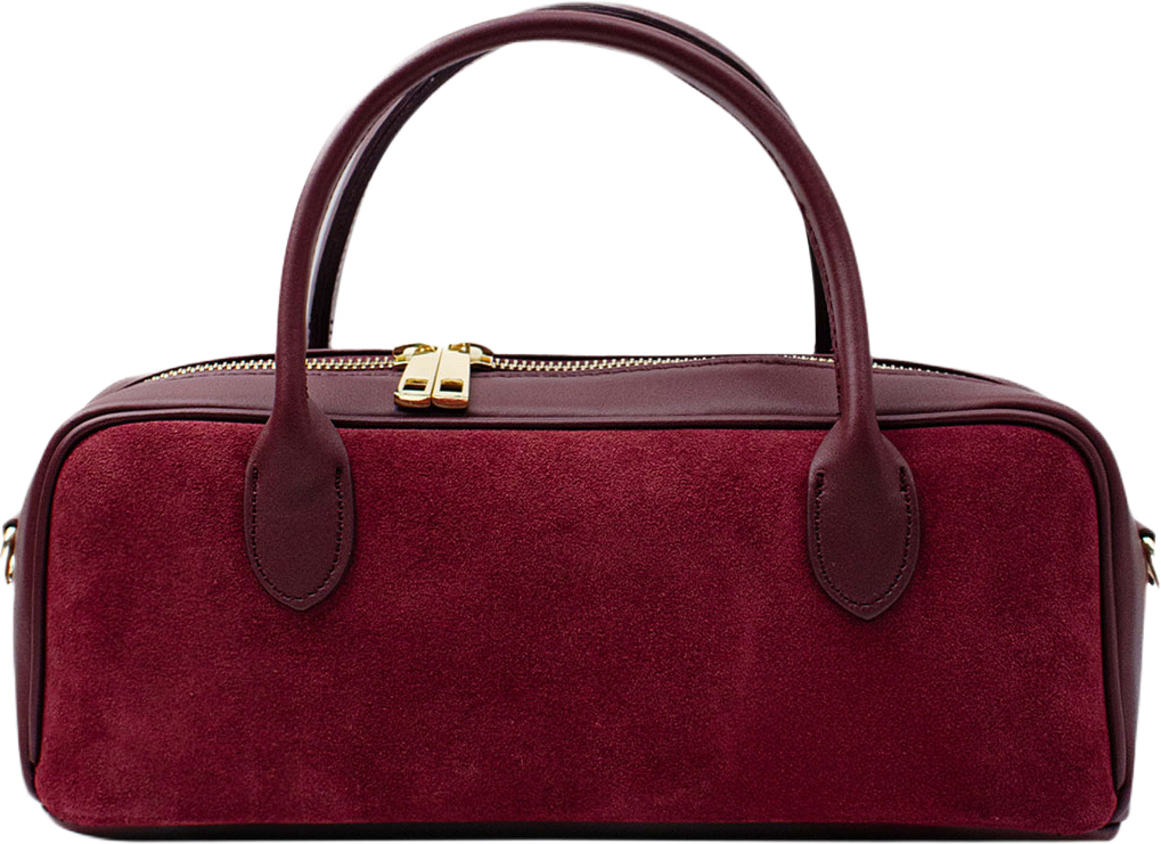 Hanväska i mocka "Alba-mini", från LaTalia, i färgen Bordeaux. Klicka för att öppna bilden i stort format