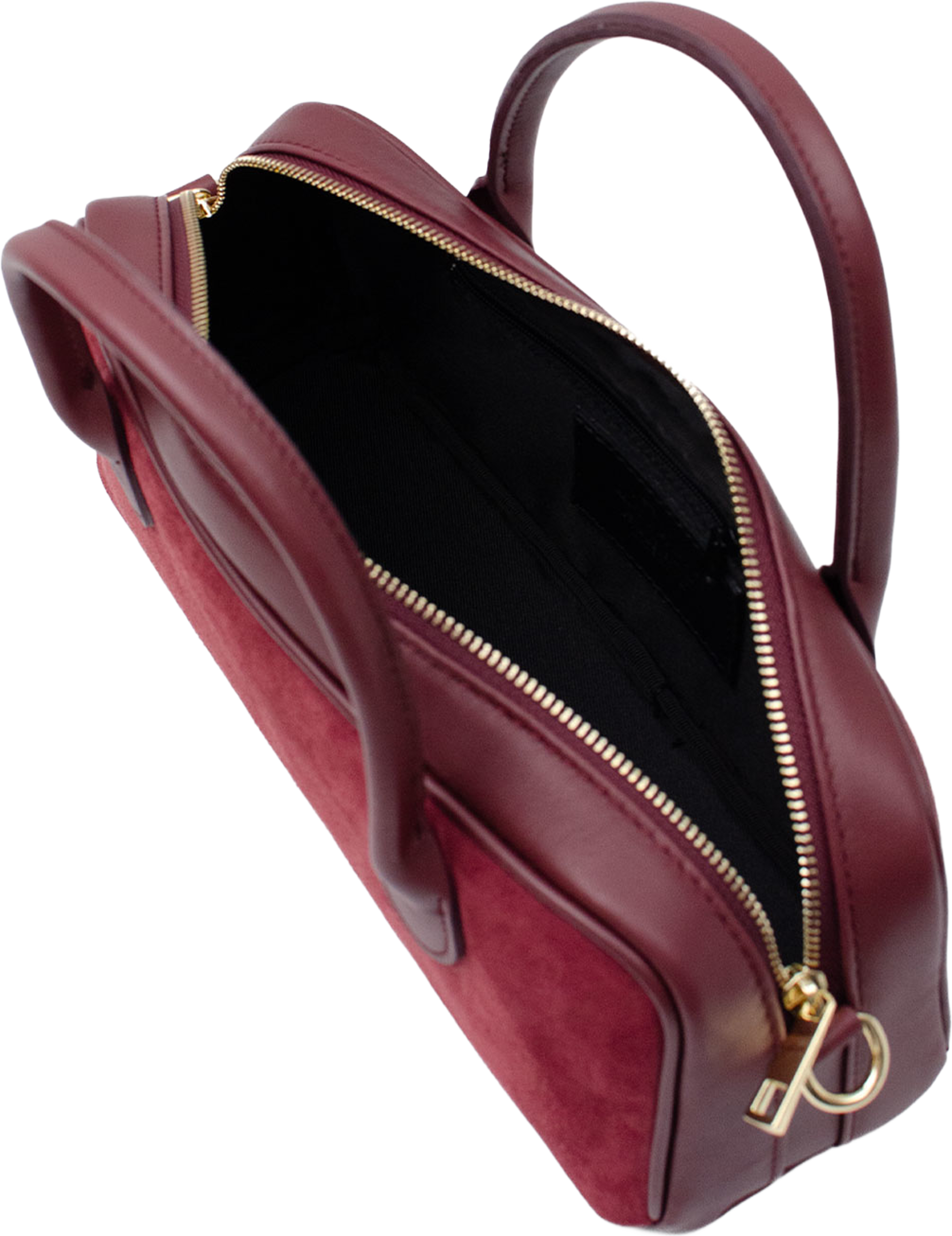 Hanväska i mocka "Alba-mini", från LaTalia, i färgen Bordeaux. Klicka för att öppna bilden i stort format