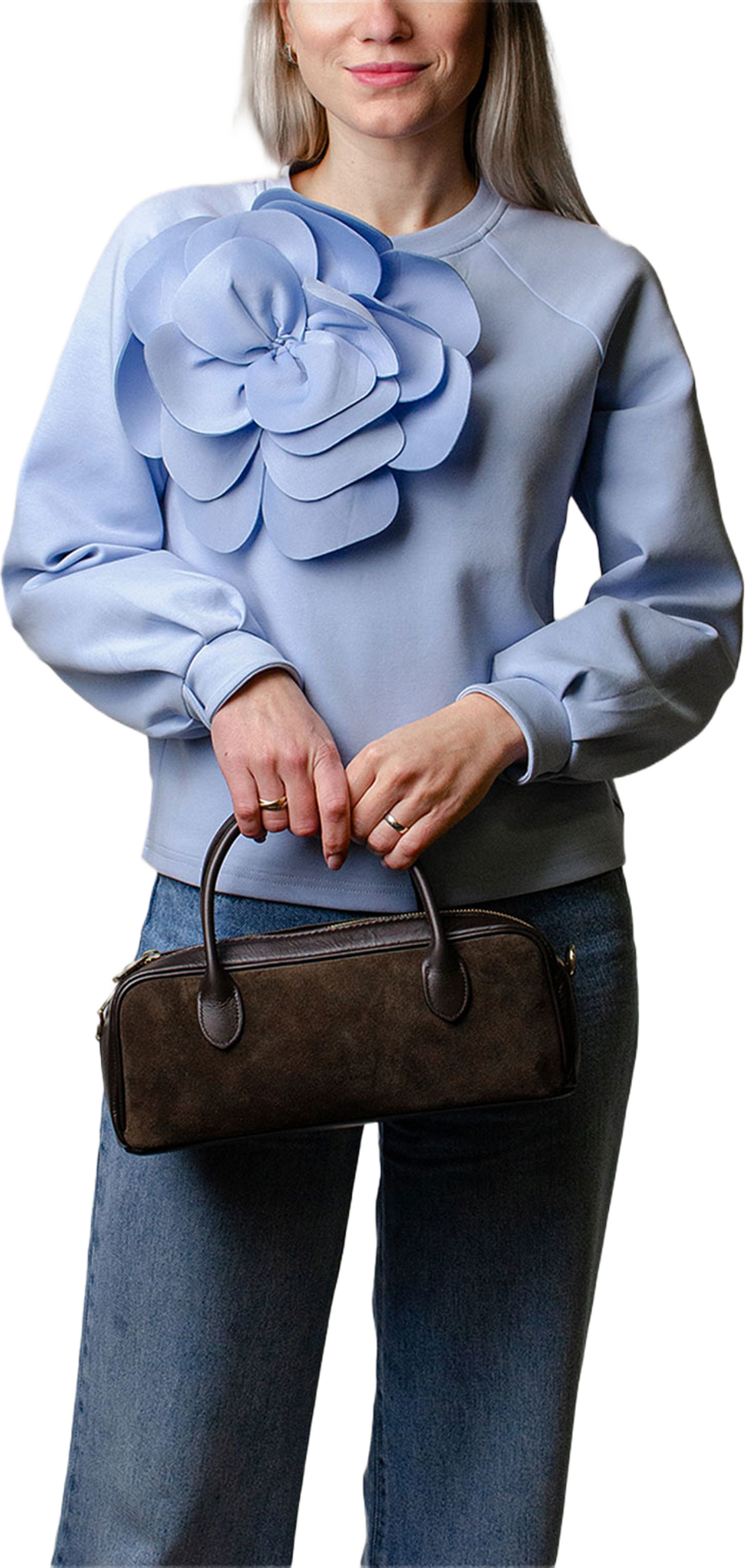 Hanväska i mocka "Alba-mini", från LaTalia, i färgen Mörkbrun. Klicka för att öppna bilden i stort format