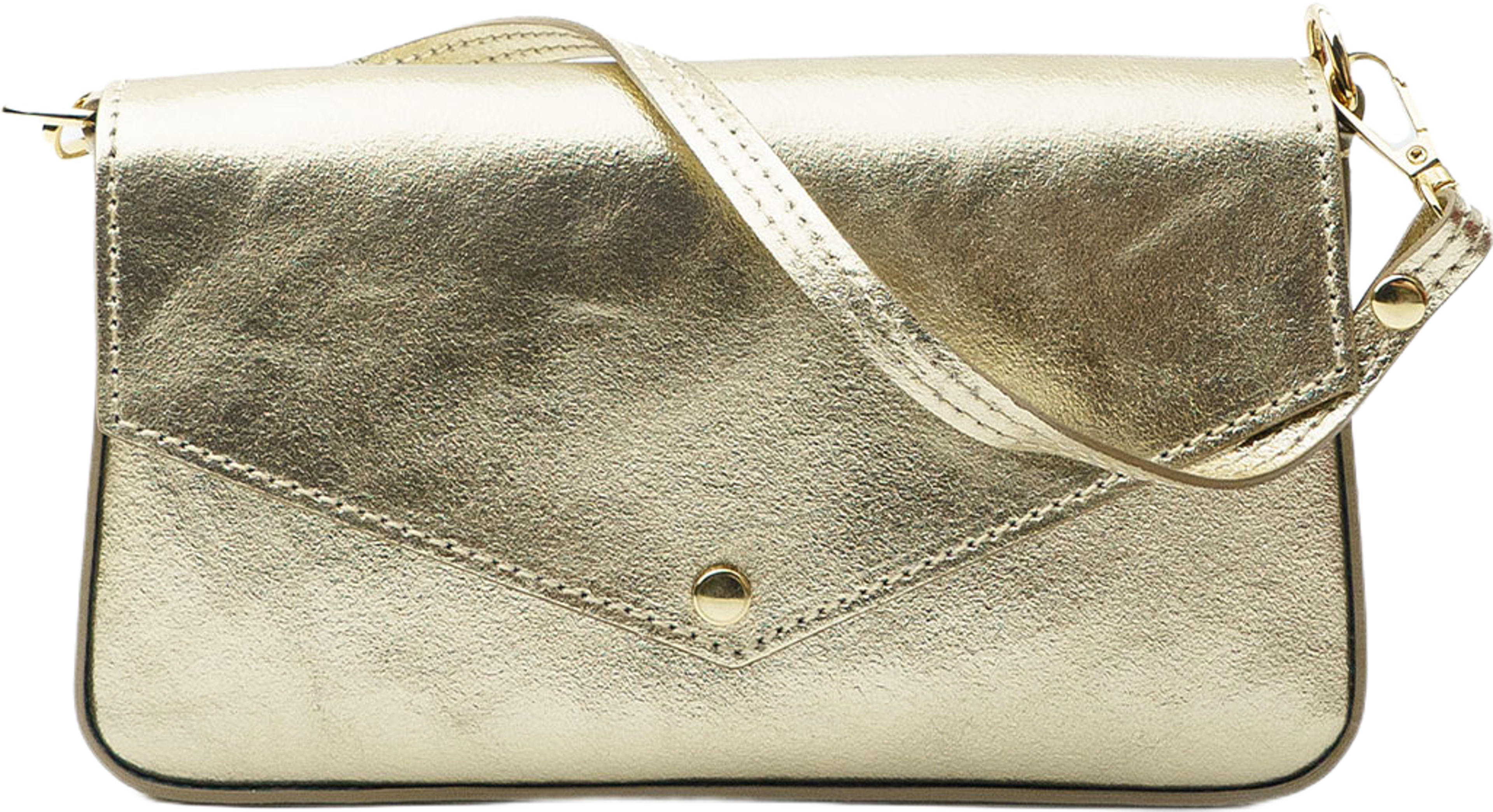 Mini-kuvertväska i läder, från LaTalia, i färgen Gold. Klicka för att öppna bilden i stort format