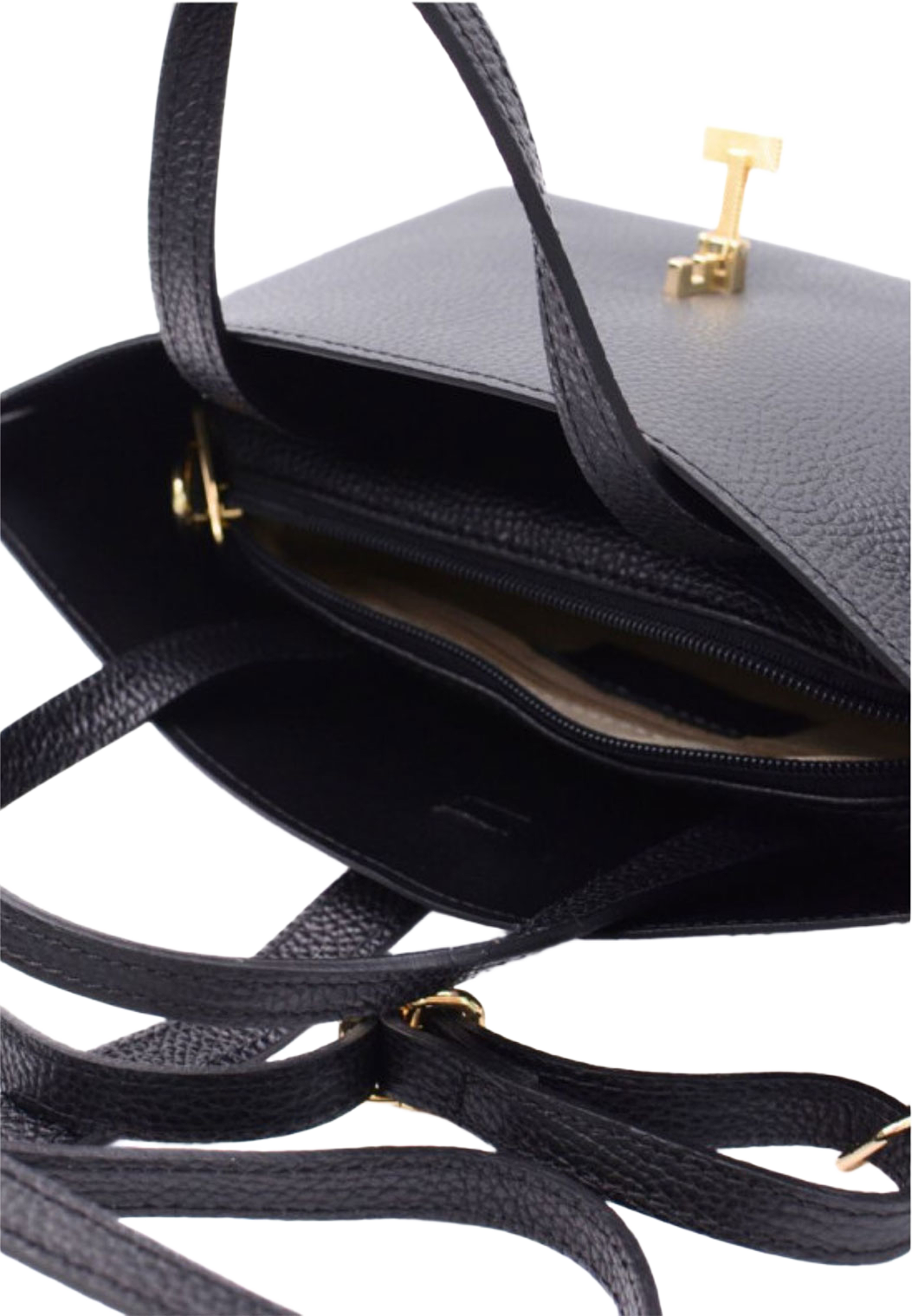 Handväska i läder "Aversa", från LaTalia, i färgen Svart. Klicka för att öppna bilden i stort format