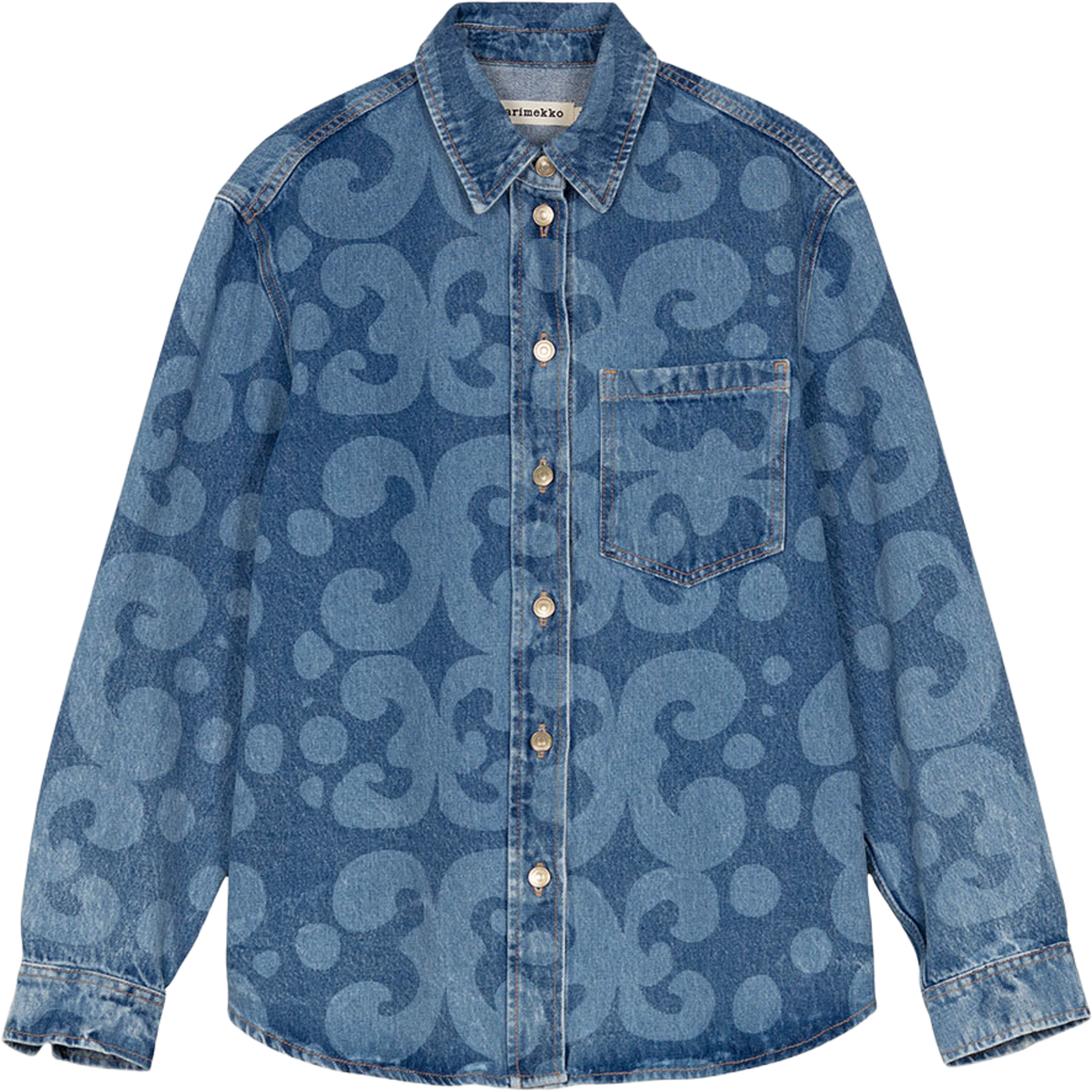 Maridenim Vaihe Keidas Shirt, från Marimekko, i färgen Used Indigo. Klicka för att öppna bilden i stort format