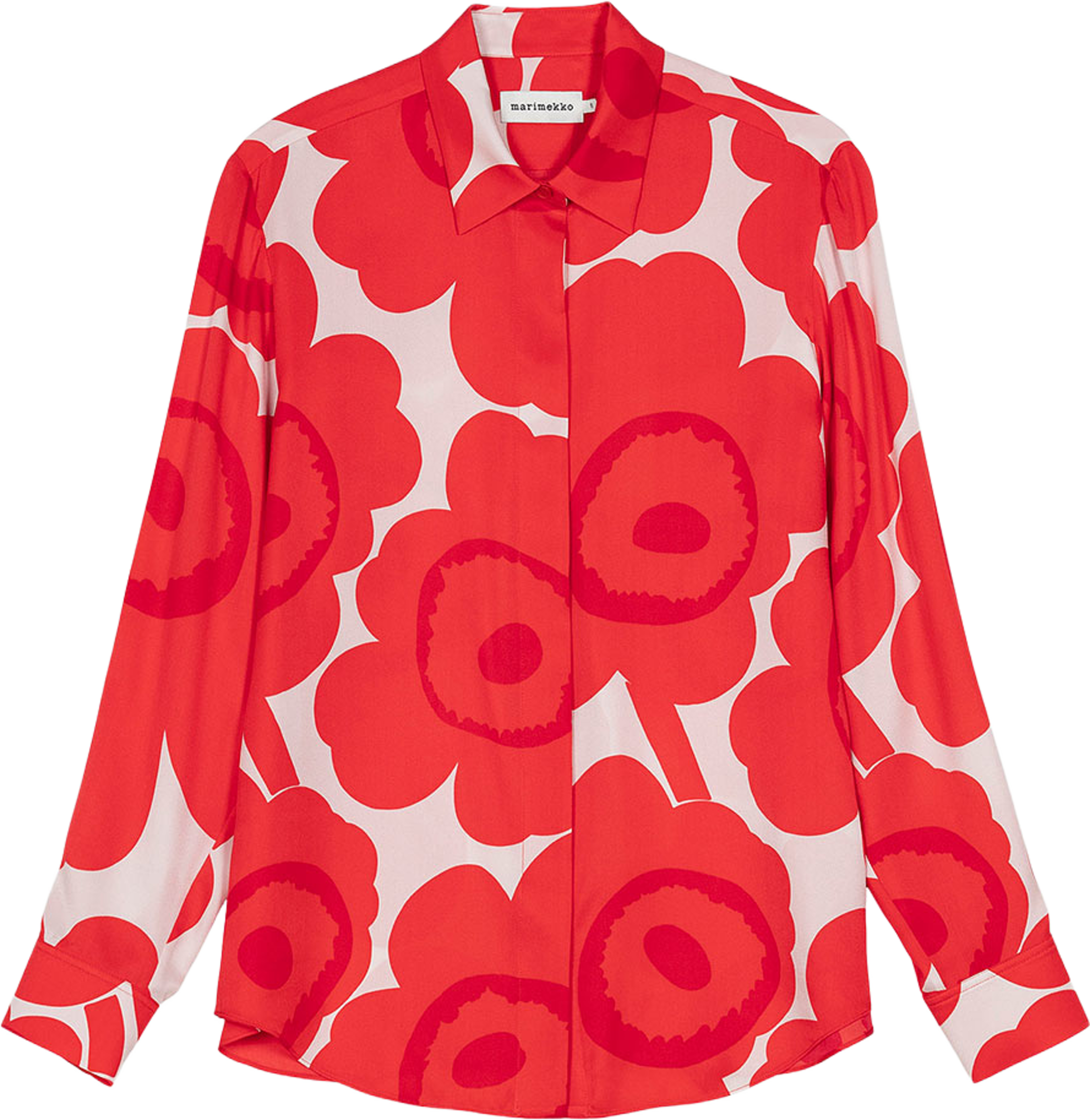 Maija Unikko Shirt, från Marimekko, i färgen Red, Light Pink. Klicka för att öppna bilden i stort format
