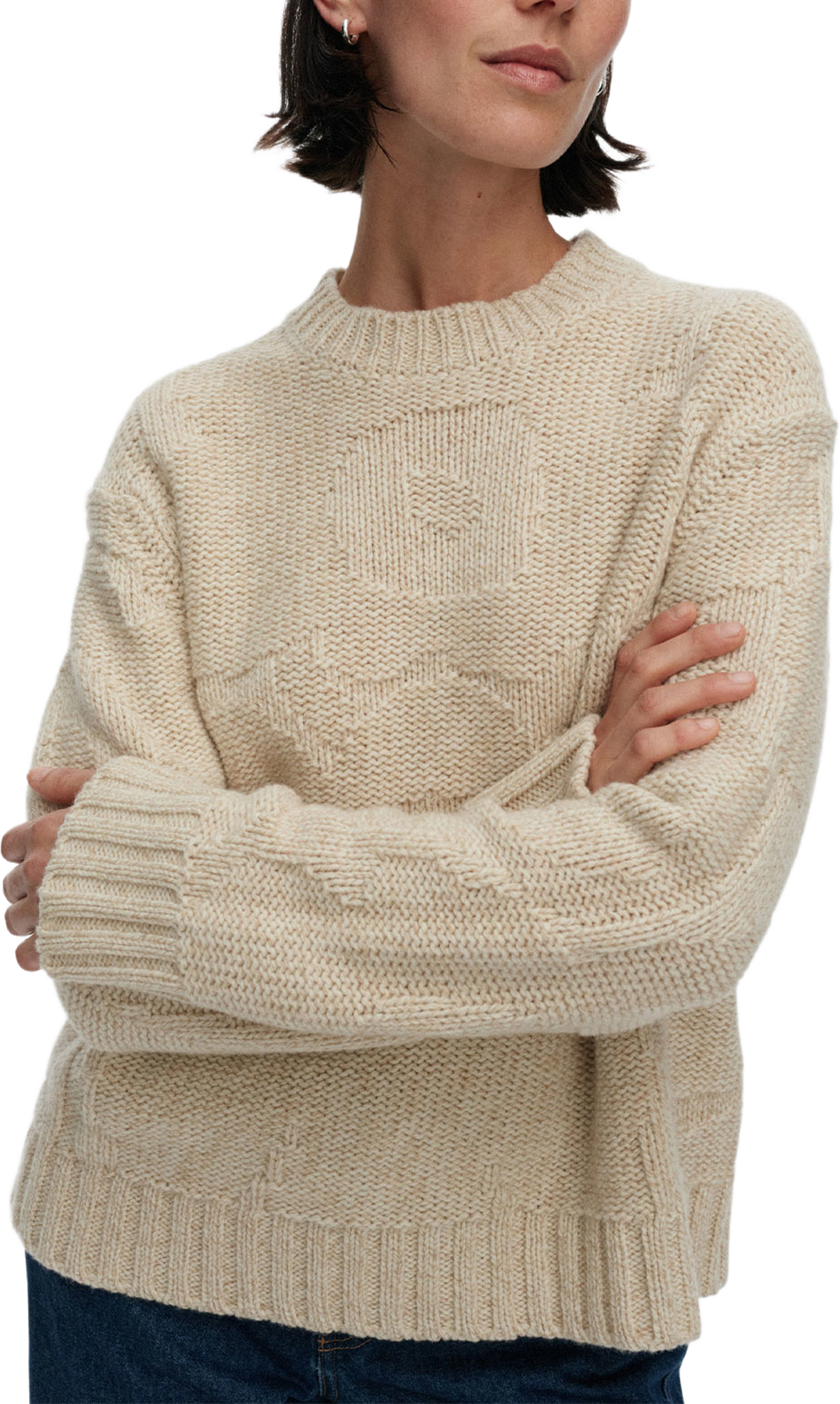 Vainu Unikko Knitted pullover, från Marimekko, i färgen Beige Melange. Klicka för att öppna bilden i stort format