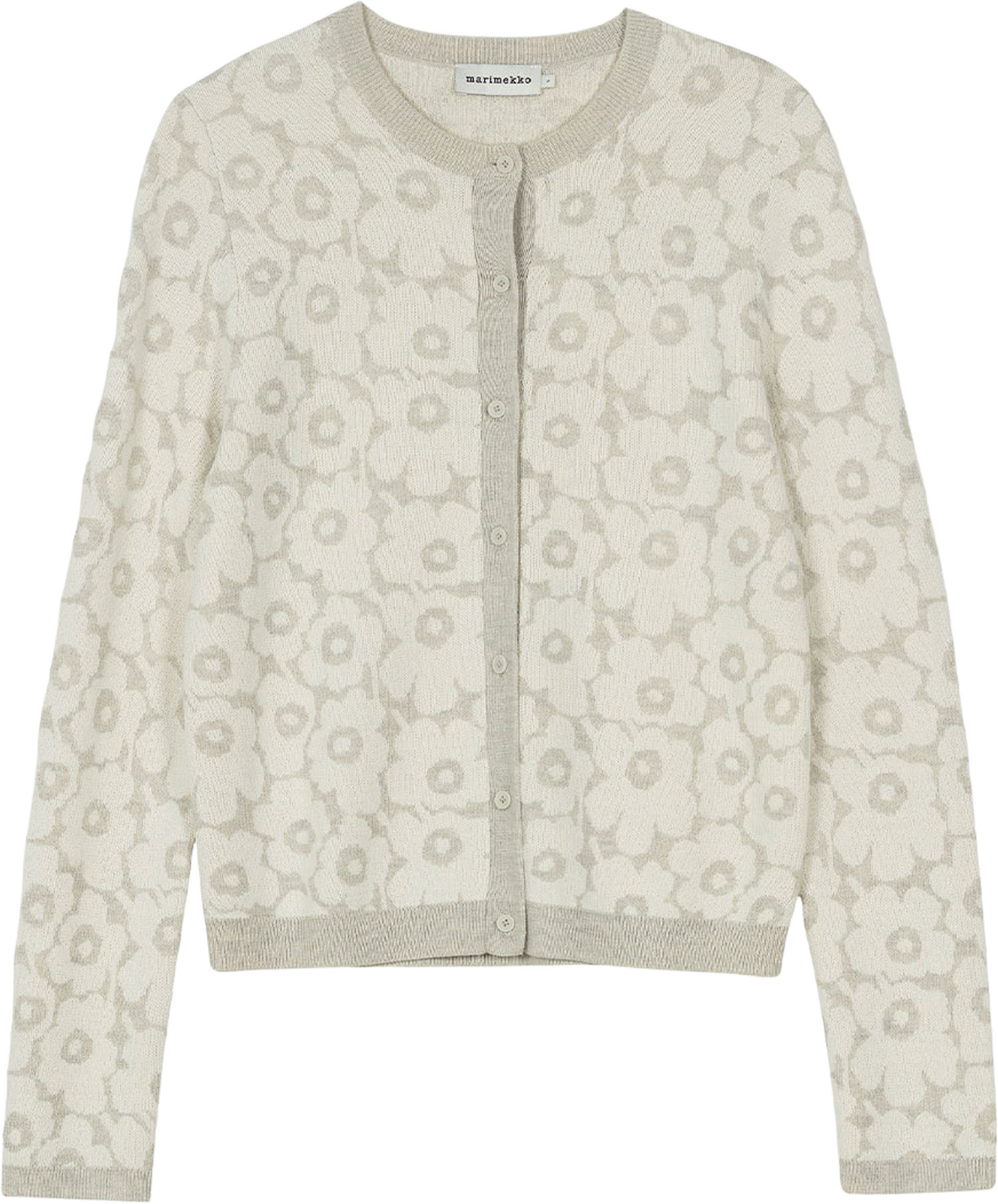 Arvaus Unikko Knit cardigan, från Marimekko, i färgen Off-white, Light Grey. Klicka för att öppna bilden i stort format