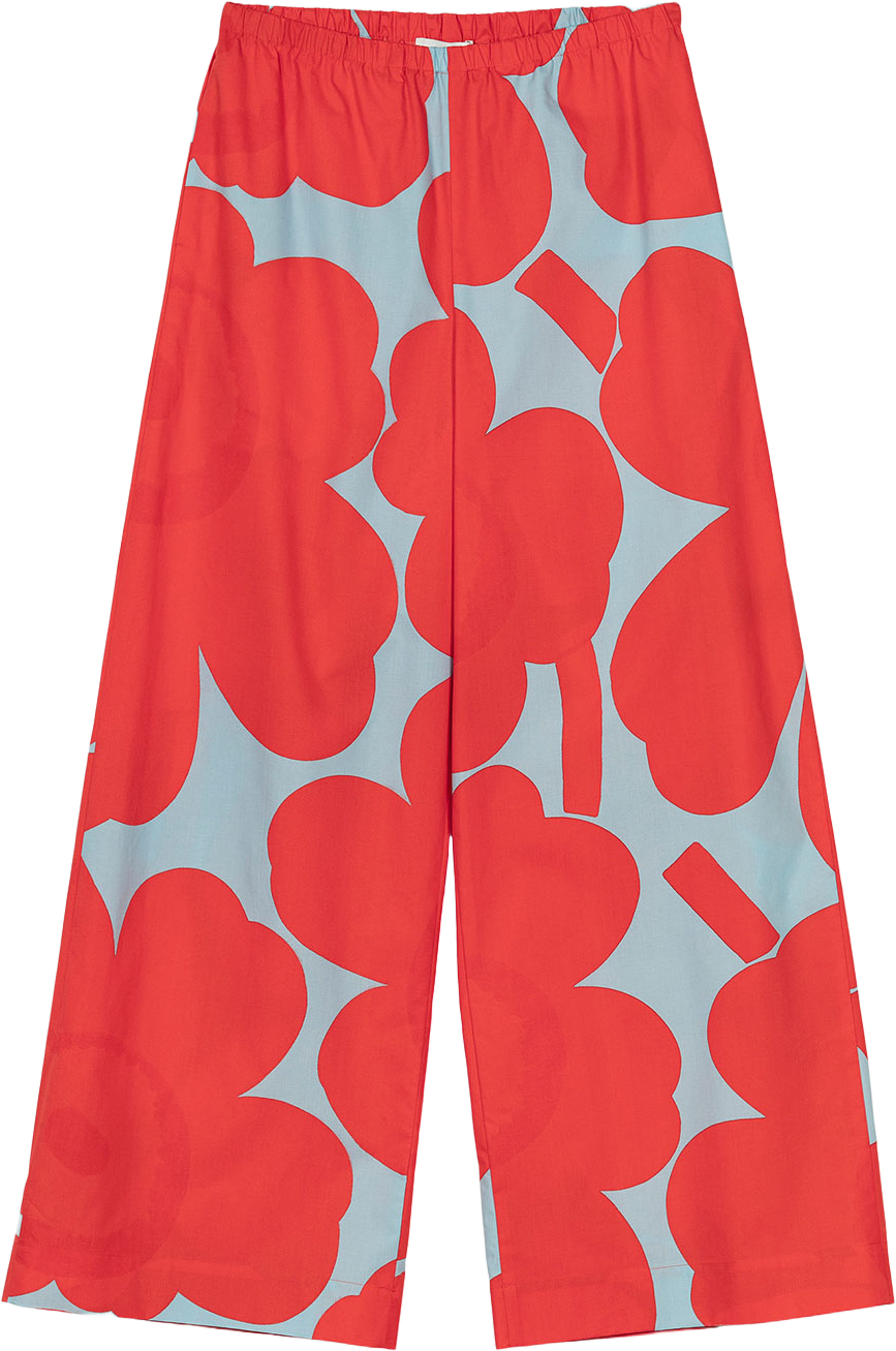 Kappale Unikko Trousers, från Marimekko, i färgen Red, Light Blue. Klicka för att öppna bilden i stort format
