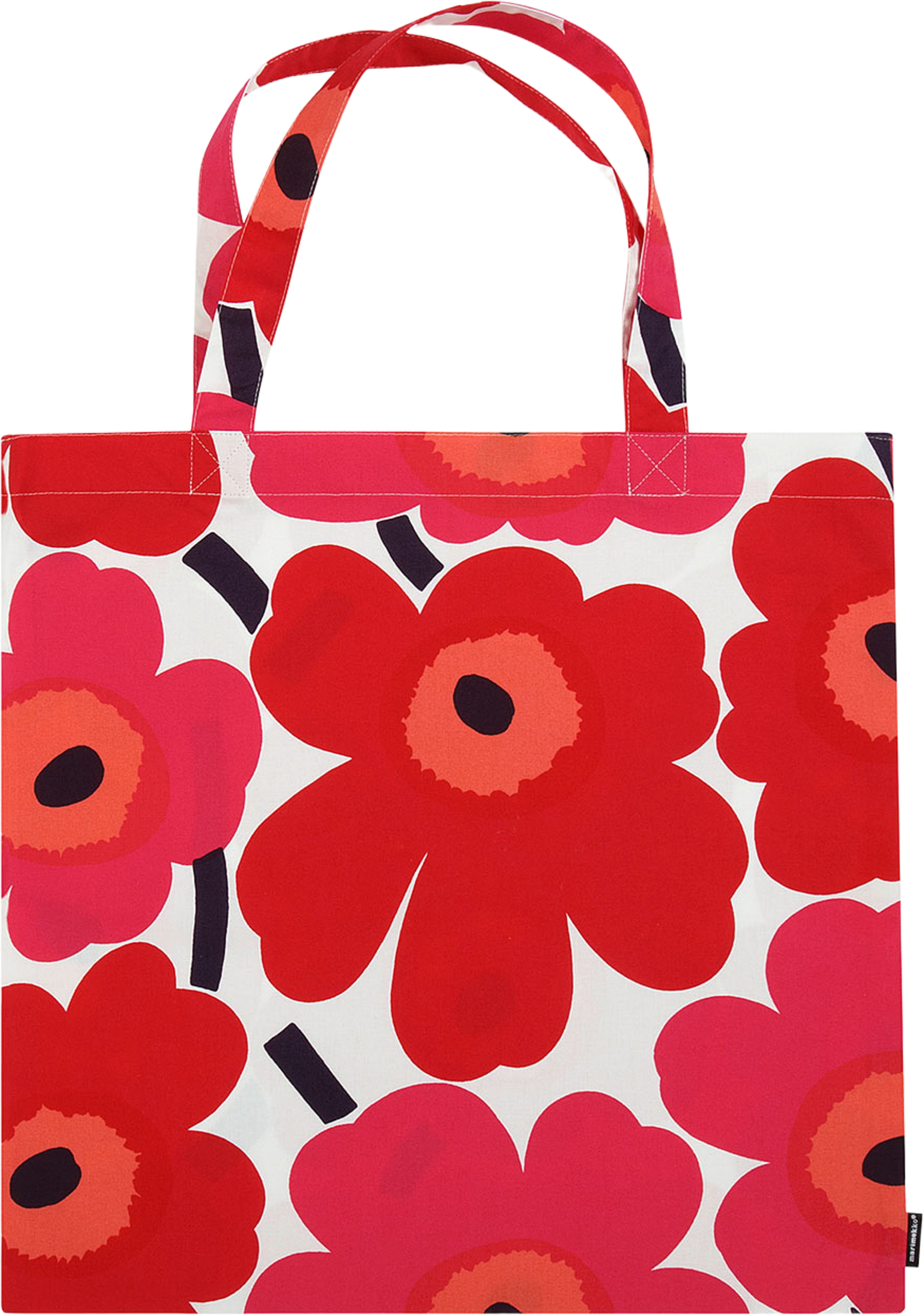 Pieni Unikko Bag 44x43cm, från Marimekko, i färgen White, Red. Klicka för att öppna bilden i stort format