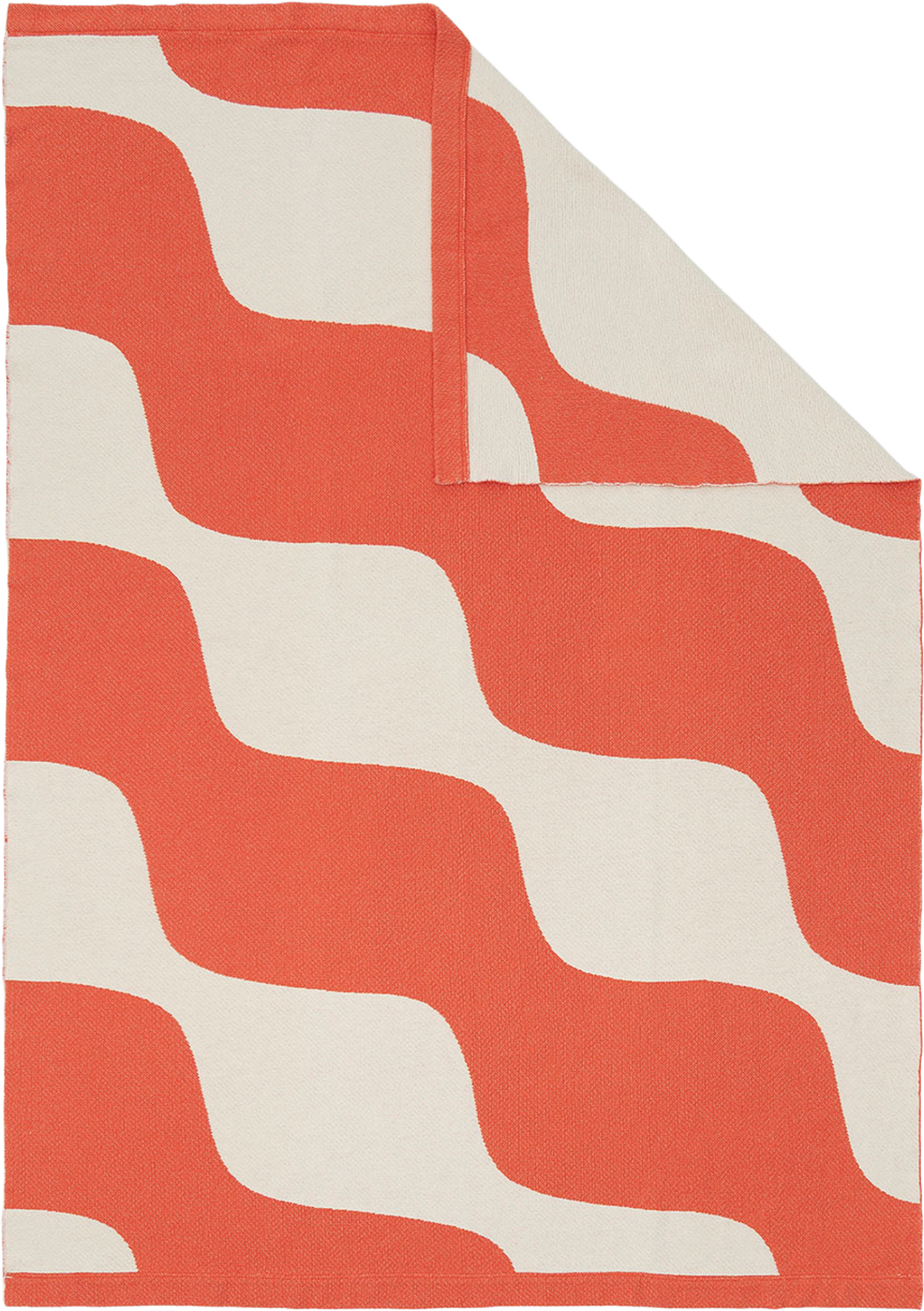 Taifuuni Throw 140x180cm, från Marimekko, i färgen Off White, Orange Red. Klicka för att öppna bilden i stort format
