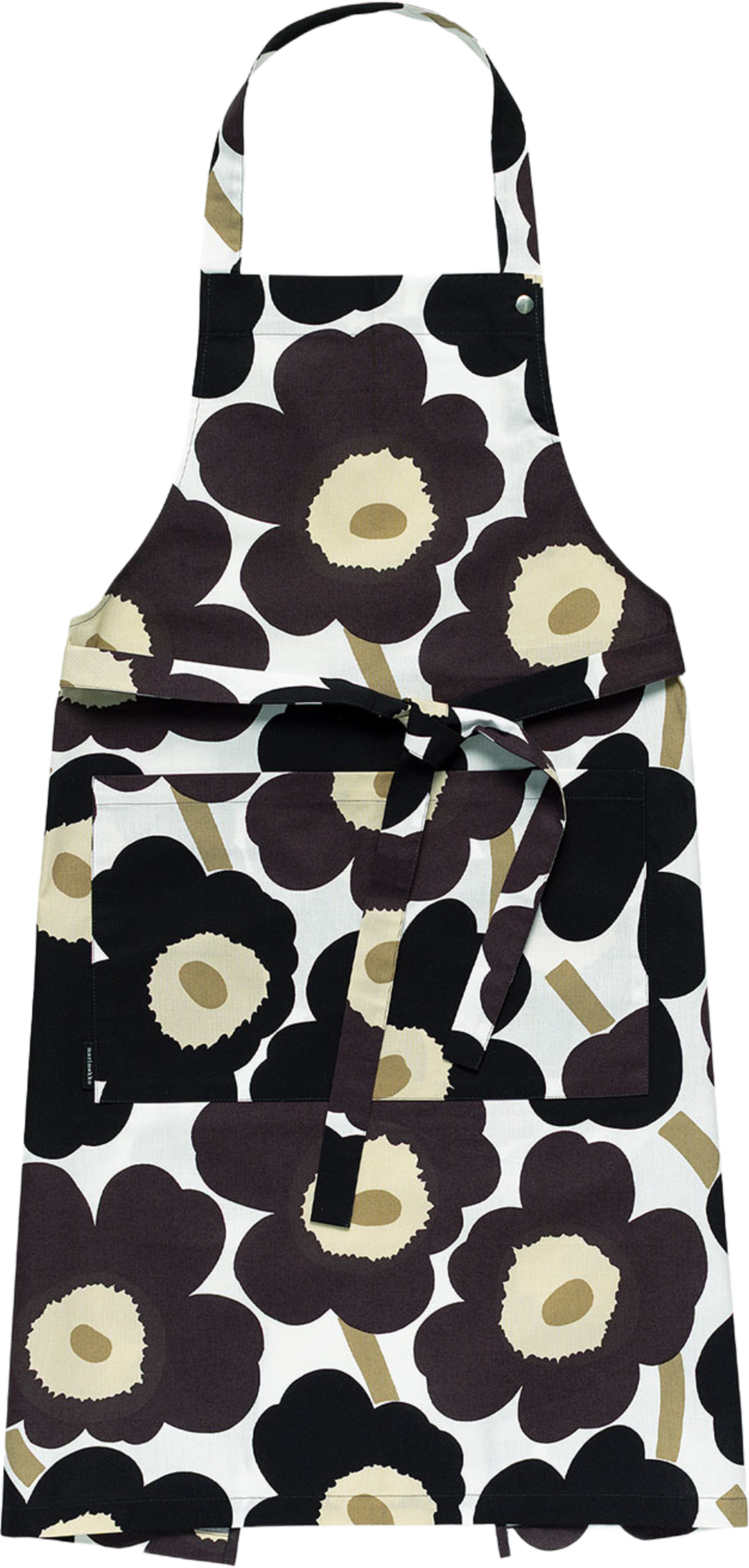 Pieni Unikko Apron, från Marimekko, i färgen White, Dark Grey, Beige. Klicka för att öppna bilden i stort format