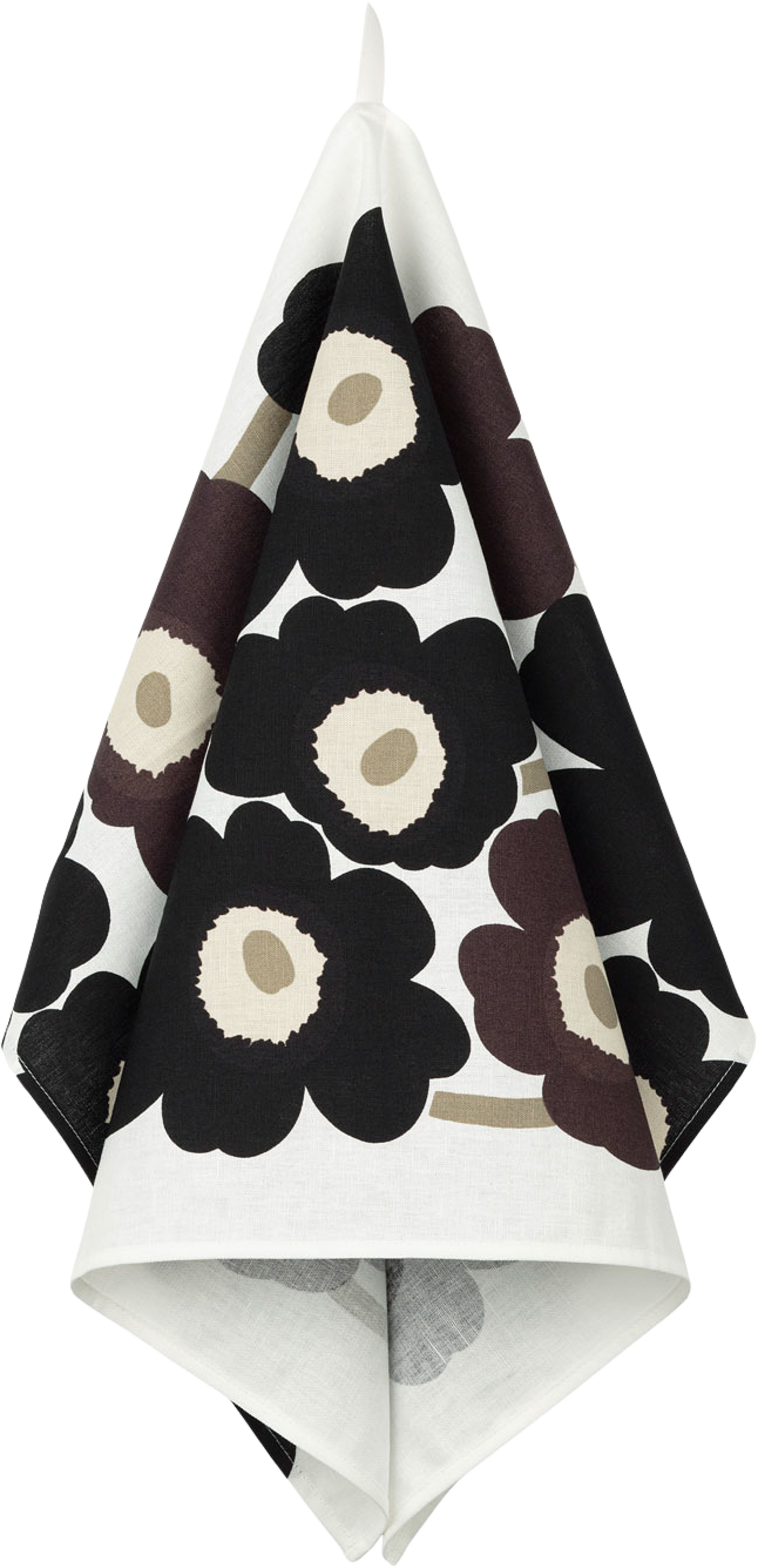 Unikko Tea Towel 47x70cm, från Marimekko, i färgen White, Dark Grey, Beige. Klicka för att öppna bilden i stort format