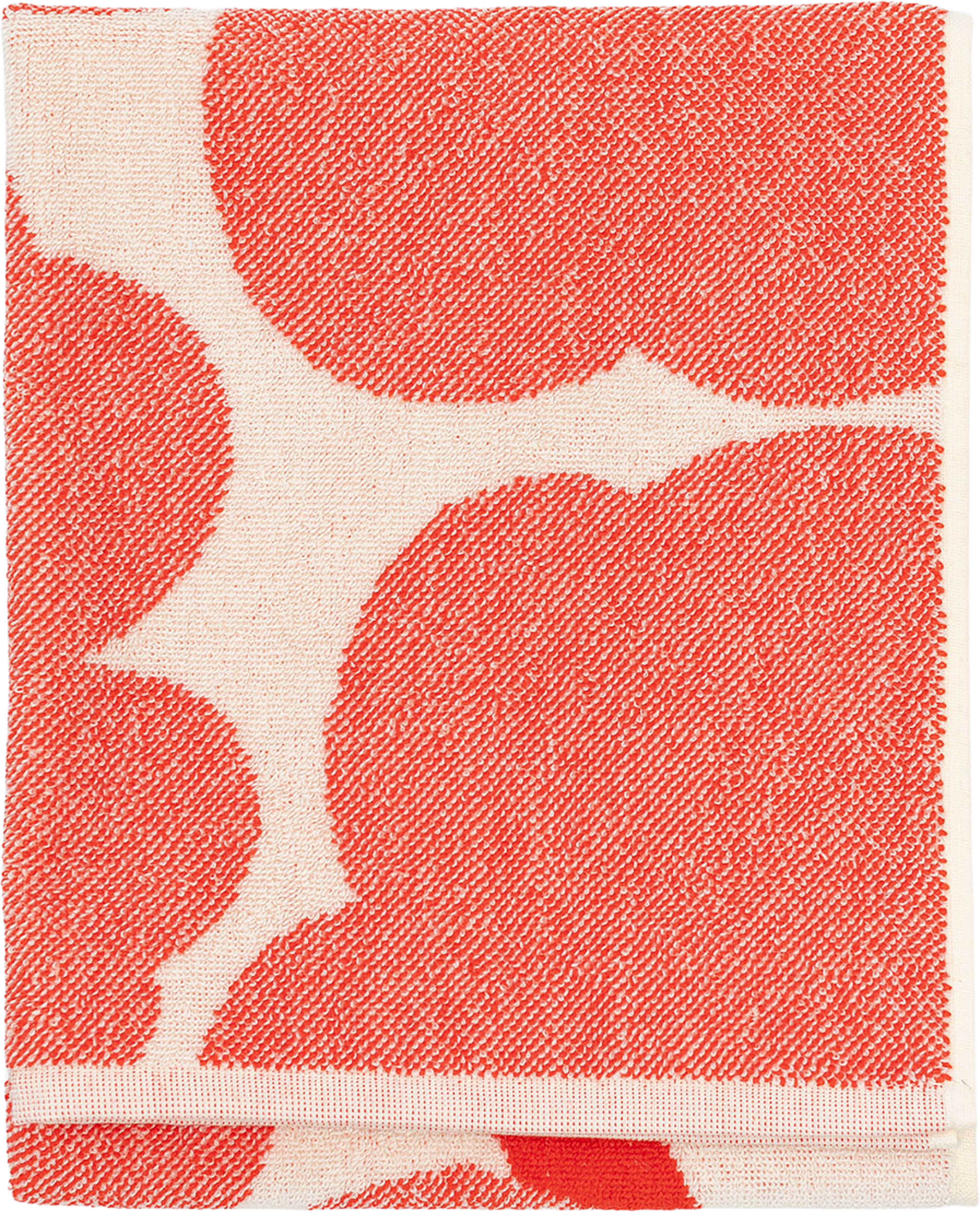 Unikko Hand Towel 50x70 Cm, från Marimekko, i färgen Off White, Orange Red. Klicka för att öppna bilden i stort format