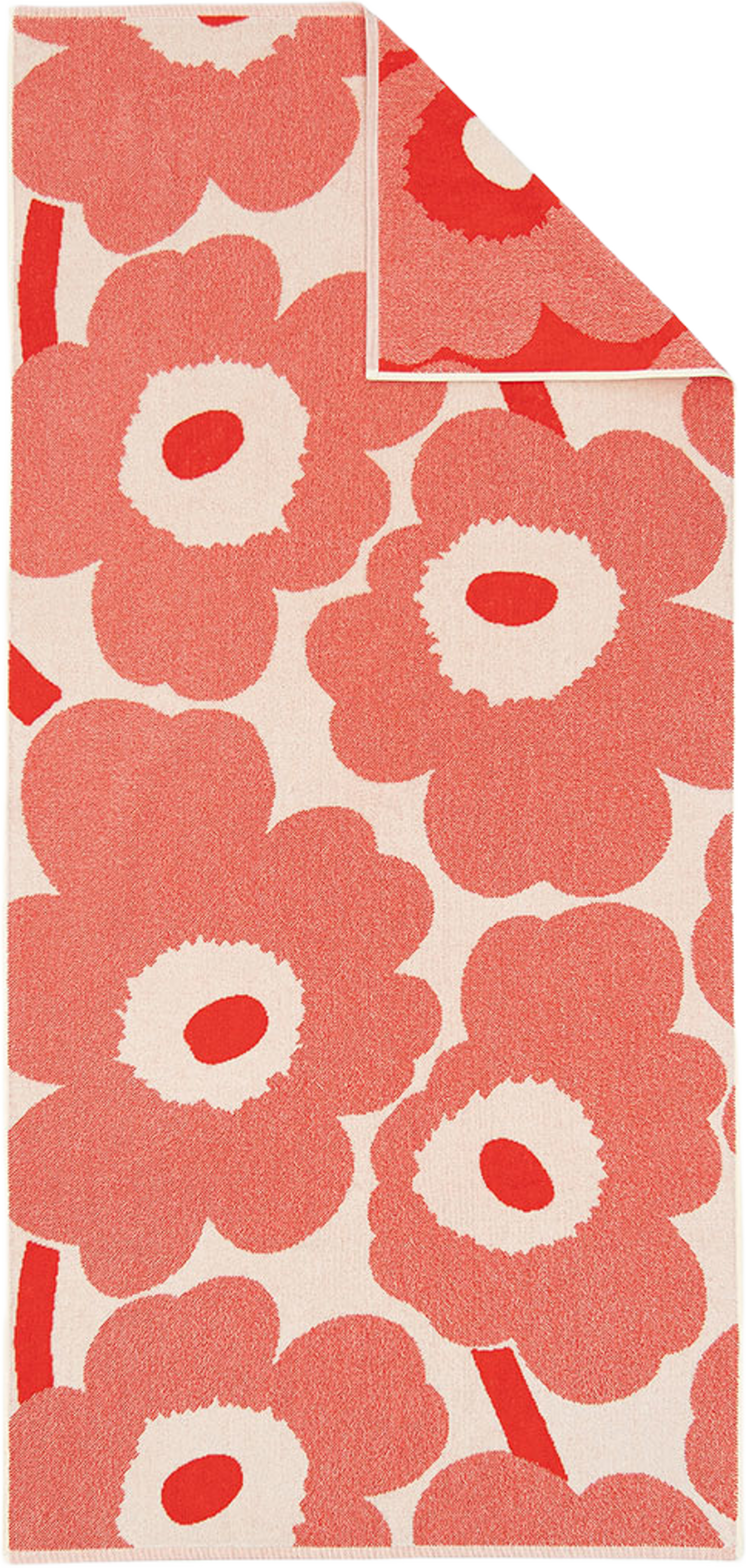 Unikko Bath Towel 70x150 Cm, från Marimekko, i färgen Off White, Orange Red. Klicka för att öppna bilden i stort format