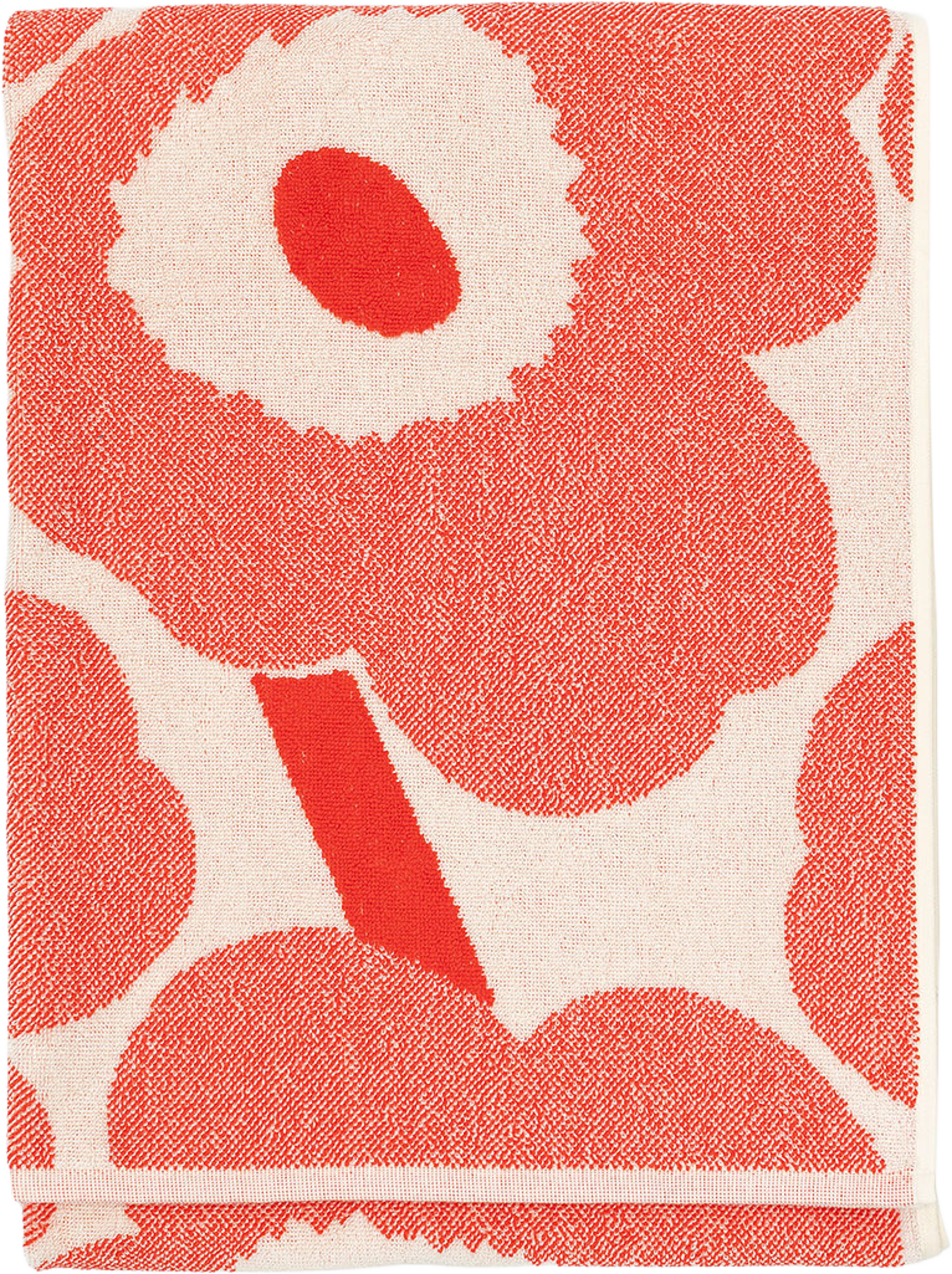 Unikko Bath Towel 70x150 Cm, från Marimekko, i färgen Off White, Orange Red. Klicka för att öppna bilden i stort format