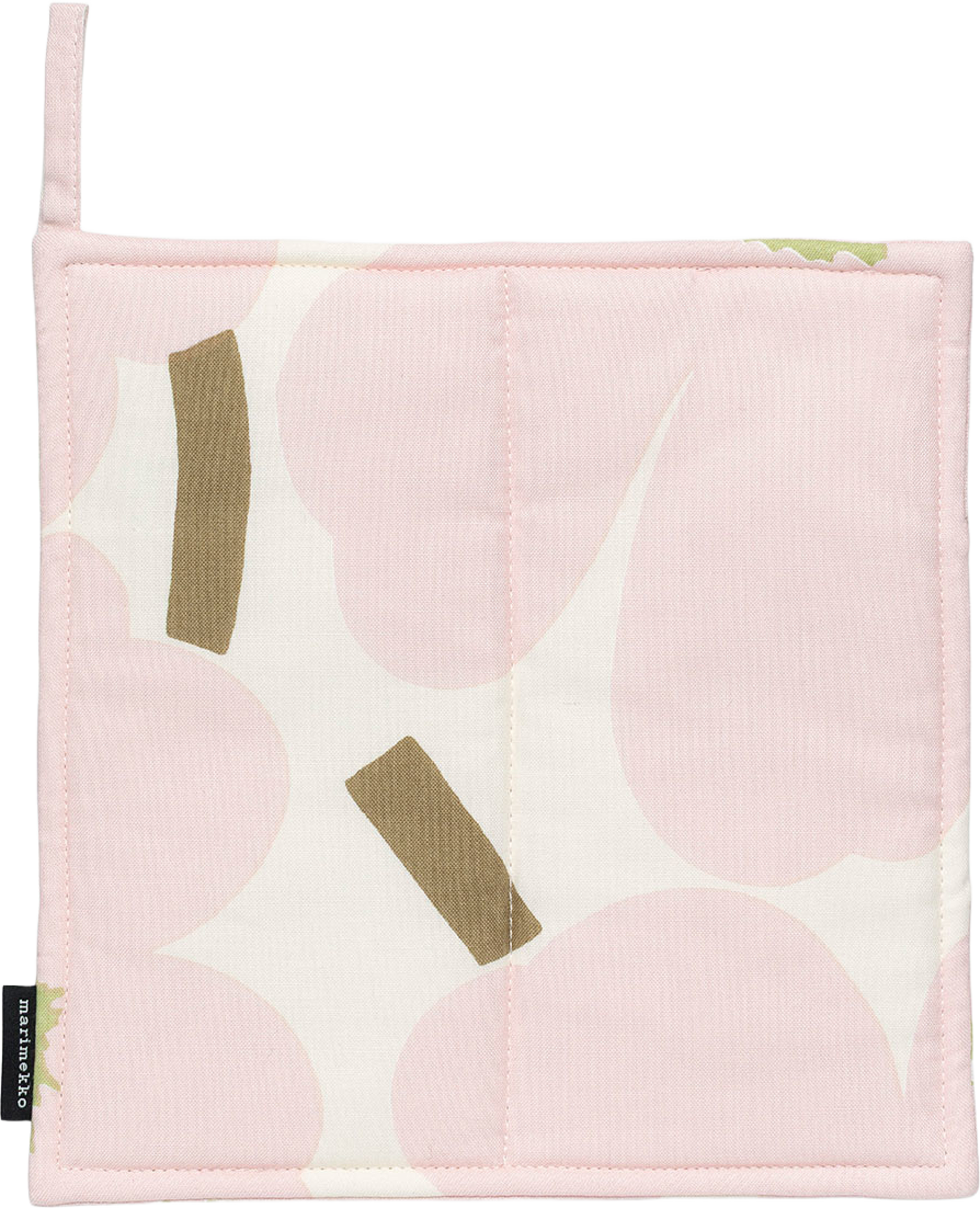 Pieni Unikko Pot Holder, från Marimekko, i färgen Off White, Pink, Pear, Sand. Klicka för att öppna bilden i stort format