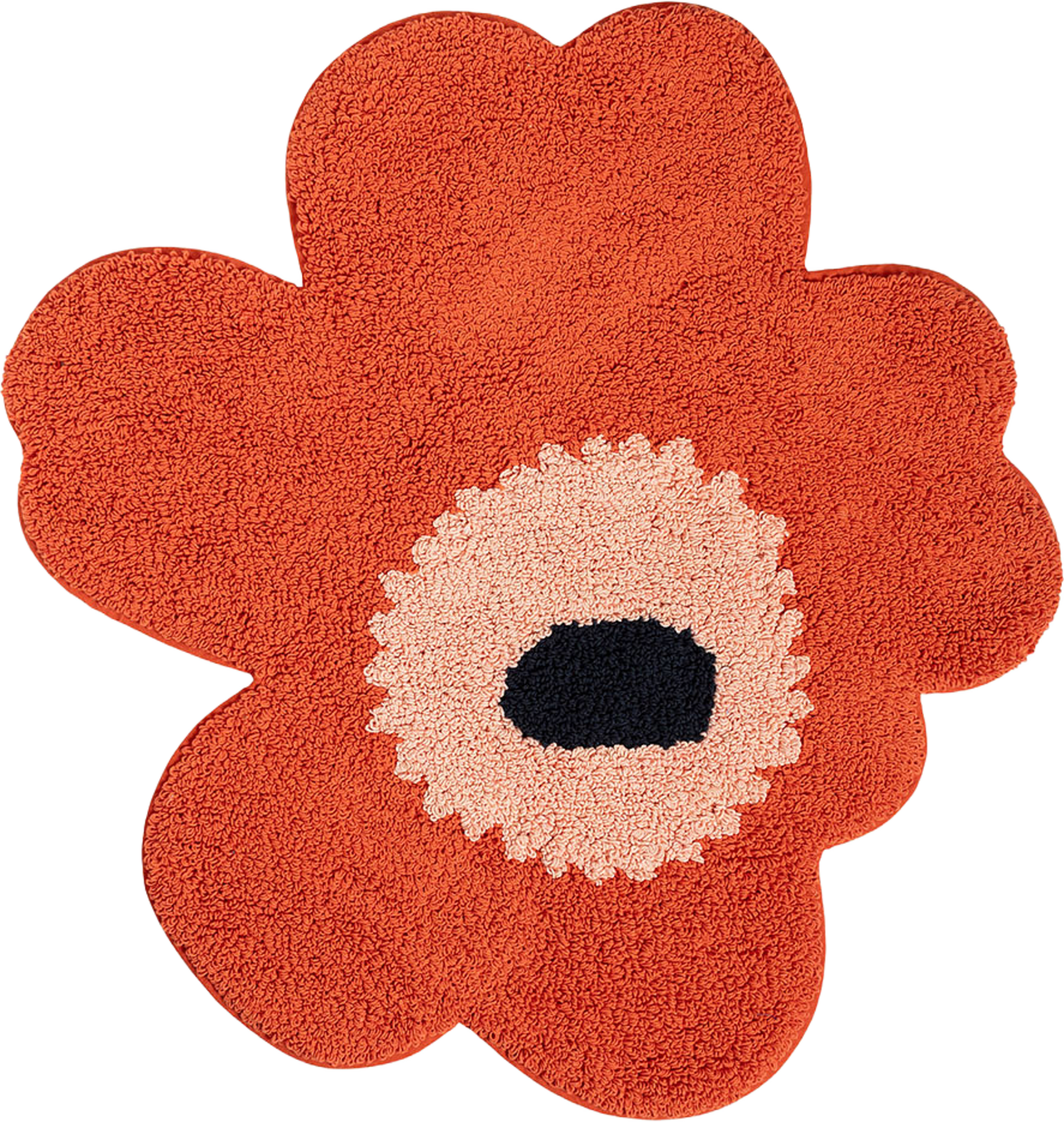 Unikko Bath Mat 73x74cm, från Marimekko, i färgen Orange Red, Powder, Charcoal. Klicka för att öppna bilden i stort format