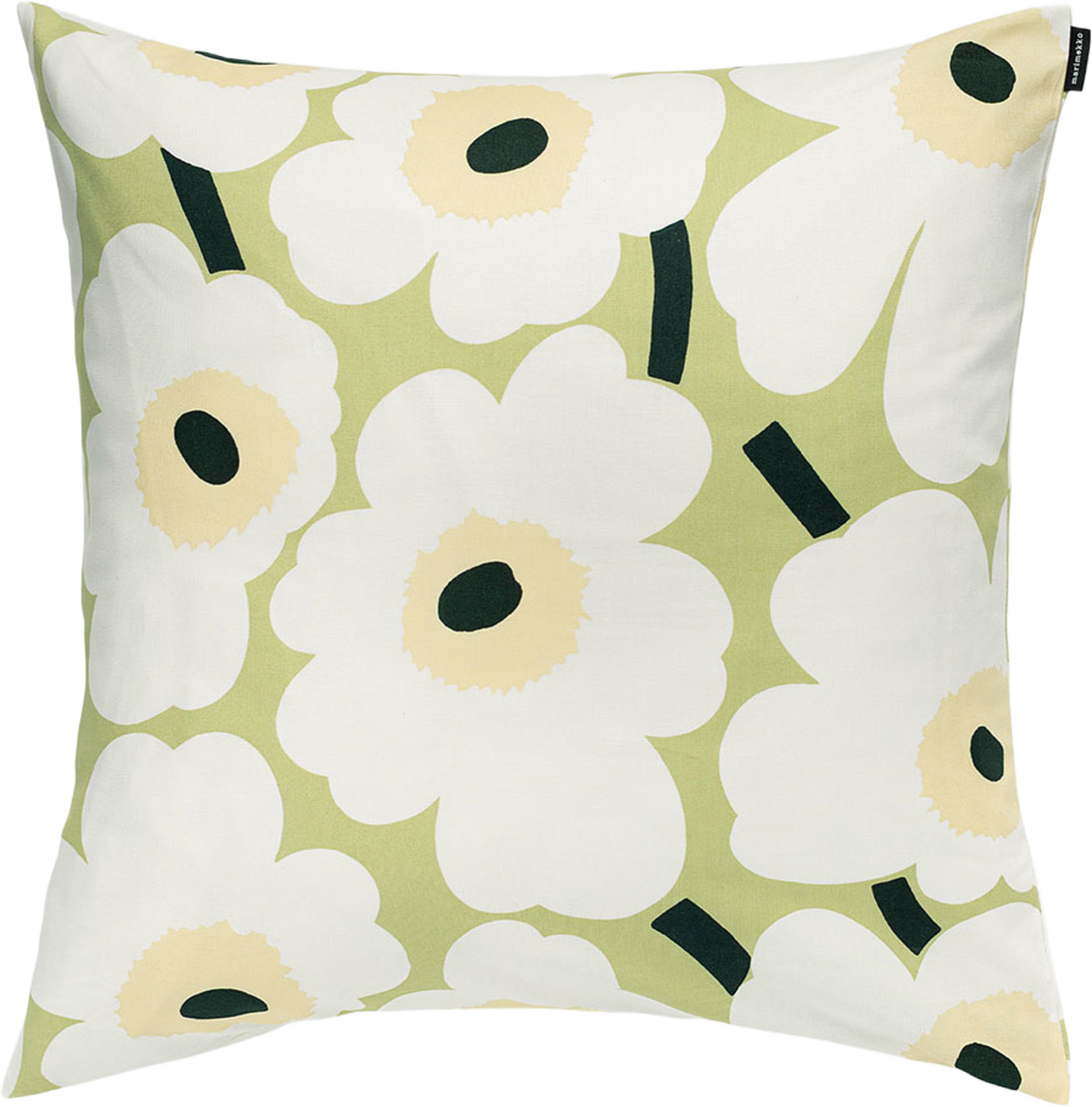 Pieni Unikko Cush.Cover 50x50, från Marimekko, i färgen Pear, Off White, Melon. Klicka för att öppna bilden i stort format