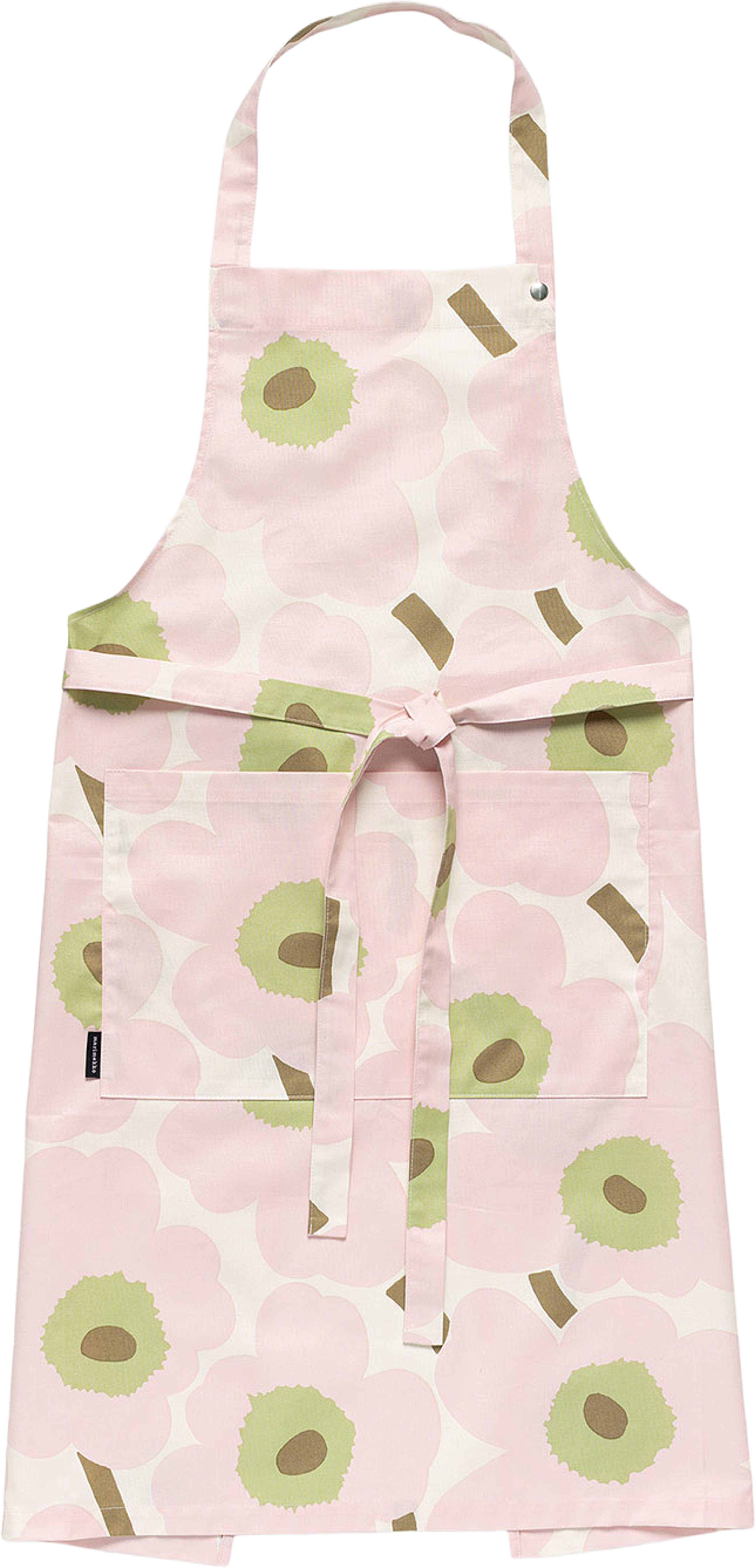 Pieni Unikko Apron, från Marimekko, i färgen Off White, Pink, Pear, Sand. Klicka för att öppna bilden i stort format