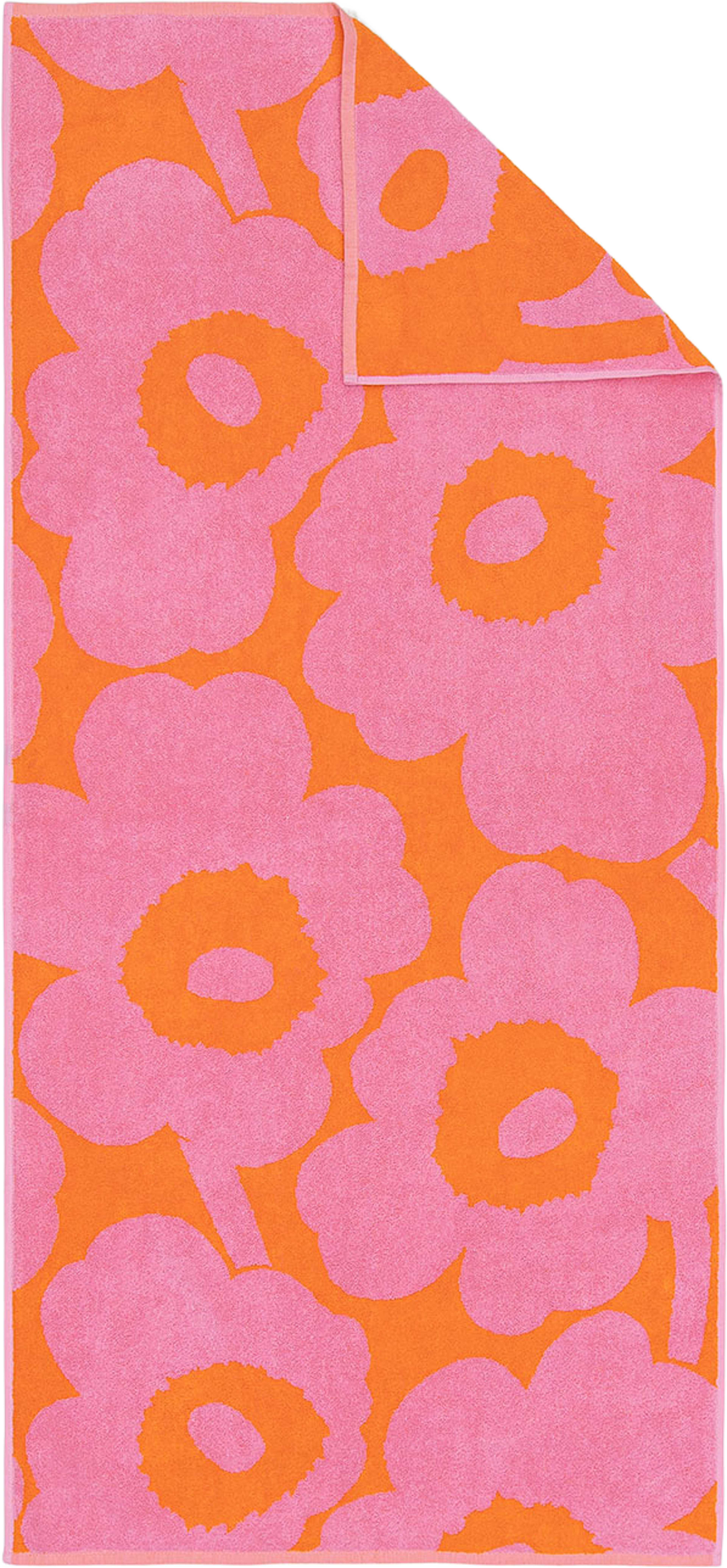 Unikko Bath Towel 70x150cm, från Marimekko, i färgen Orange, Pink. Klicka för att öppna bilden i stort format