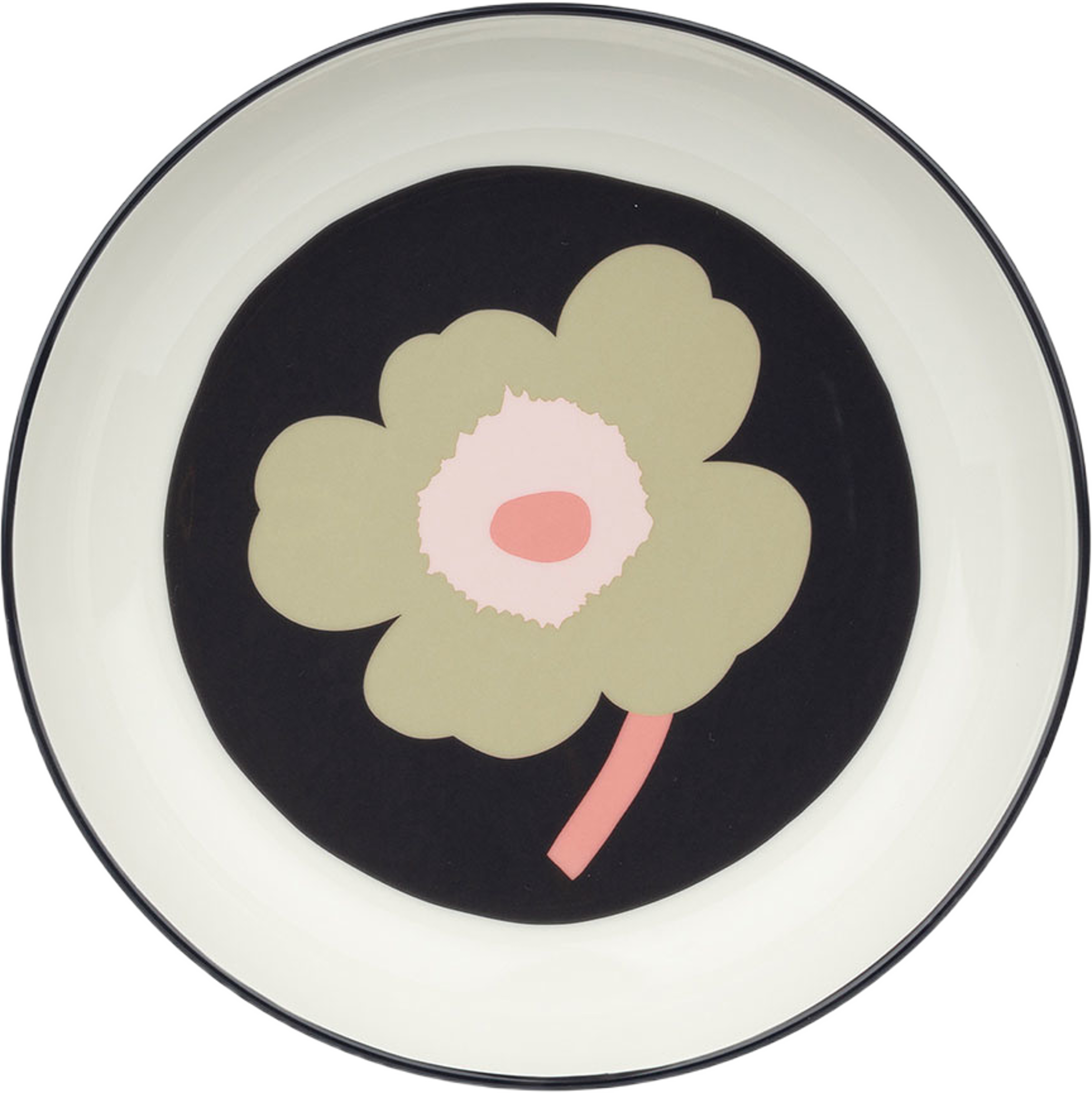 Unikko Deep Plate 20,5cm, från Marimekko, i färgen Off White,charcoal,sand,pink. Klicka för att öppna bilden i stort format