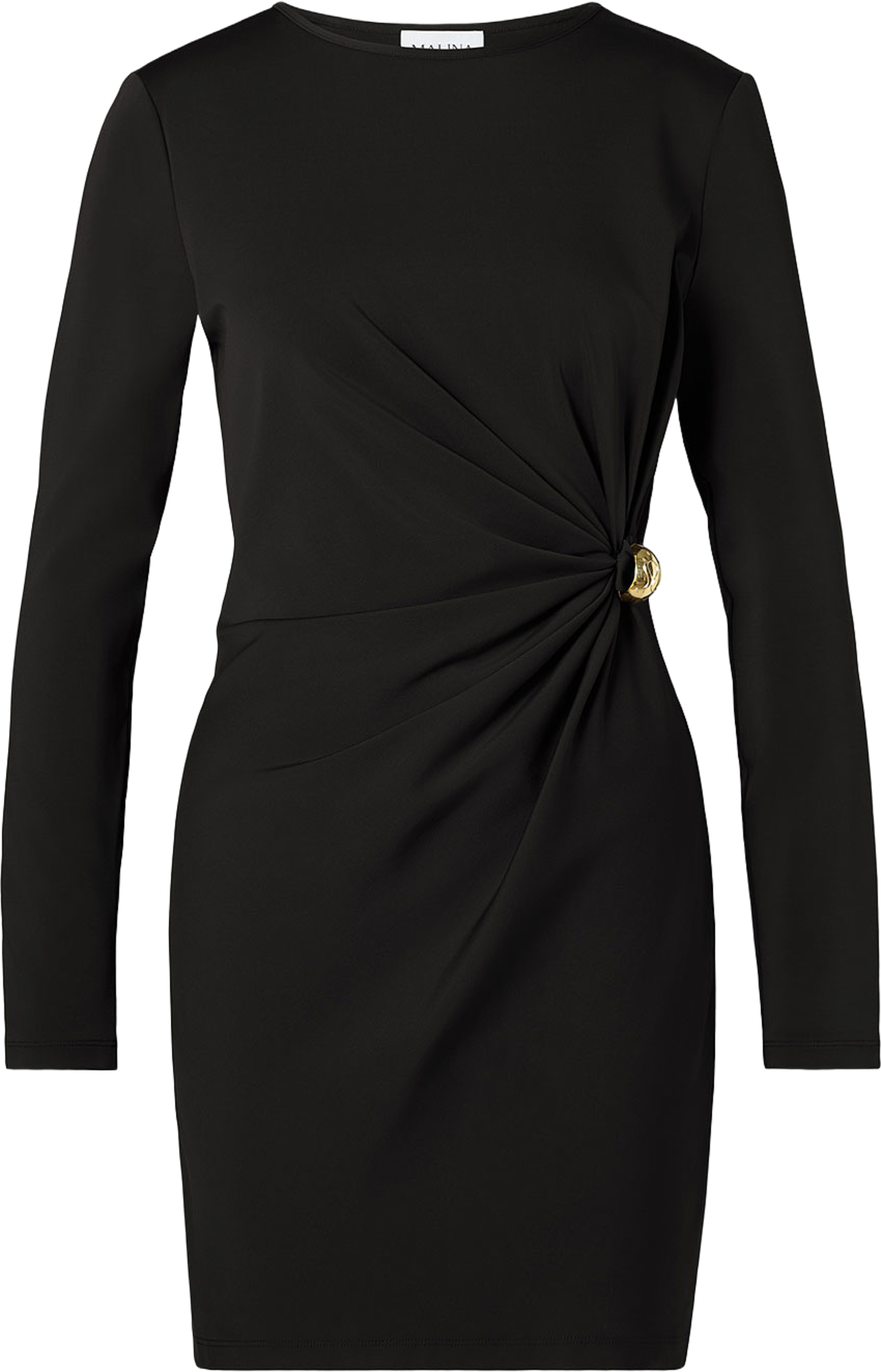 Mailey Jersey Brooch Mini Dress, från Malina, i färgen Black. Klicka för att öppna bilden i stort format