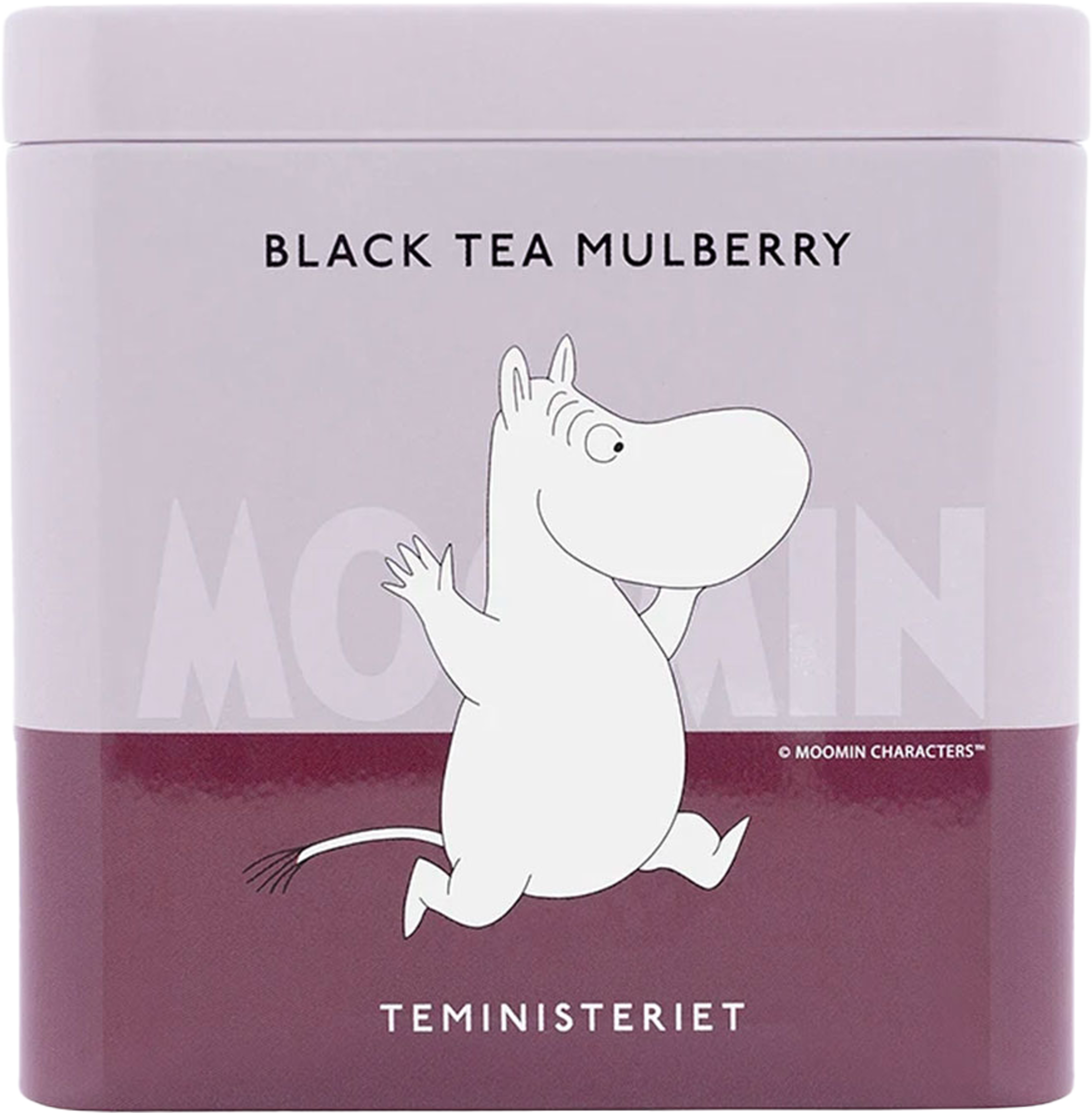 Moomin Black Tea Mulberry Tin, från Teministeriet, i färgen Lila. Klicka för att öppna bilden i stort format