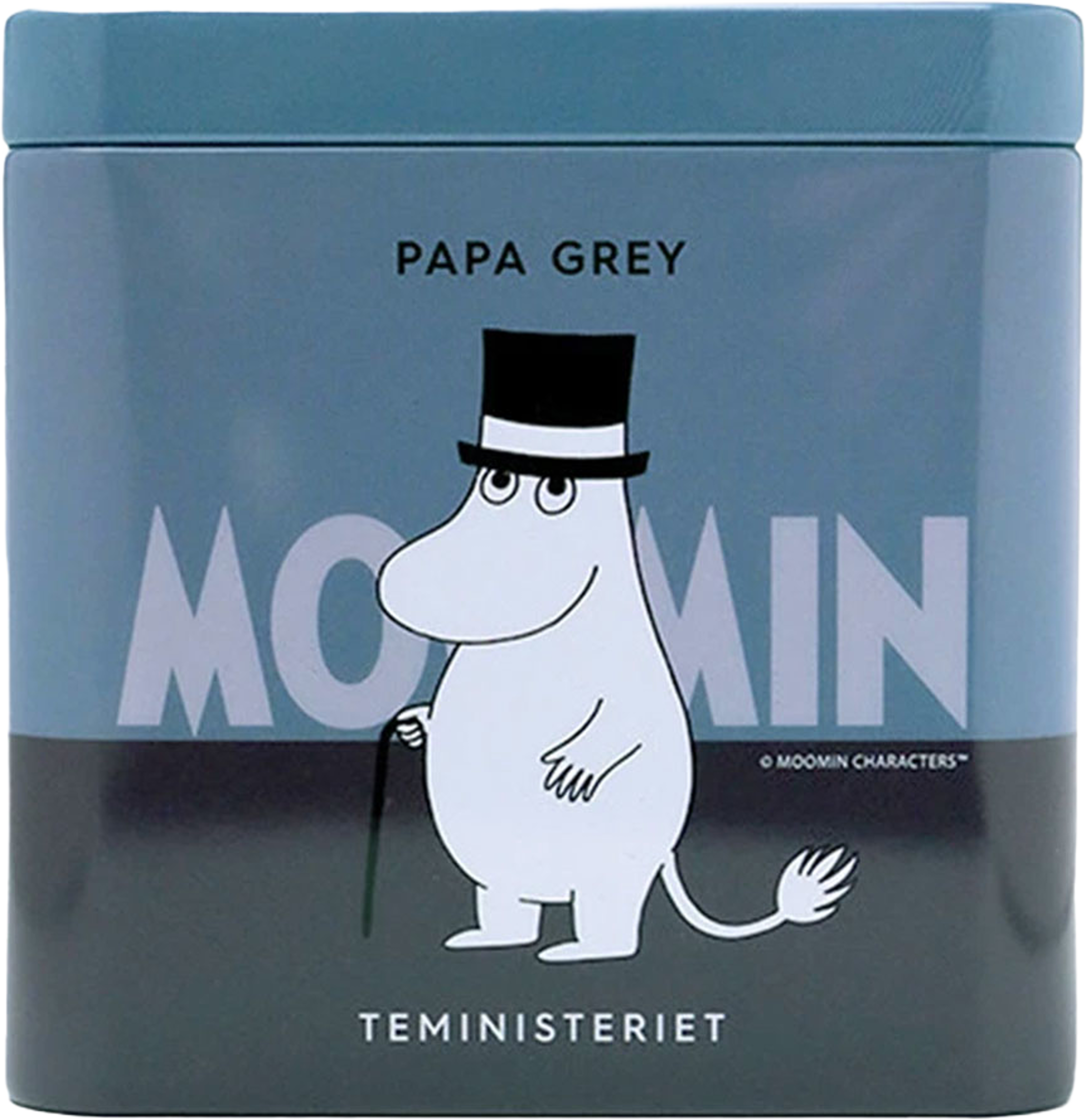 Moomin Papa Grey Tin, från Teministeriet, i färgen Mörkblå. Klicka för att öppna bilden i stort format