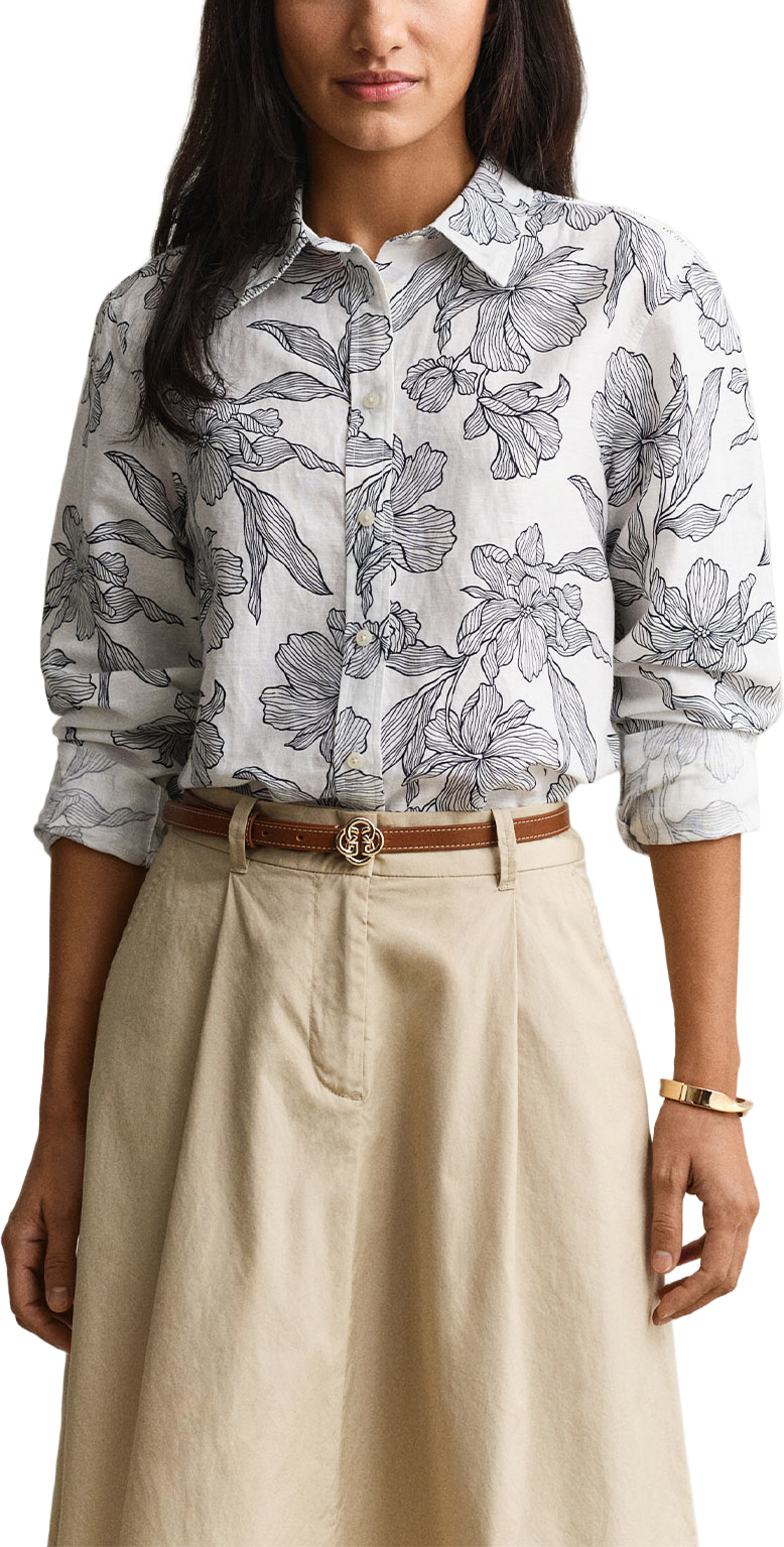 Floral Linen Shirt, från GANT, i färgen Evening Blue. Klicka för att öppna bilden i stort format