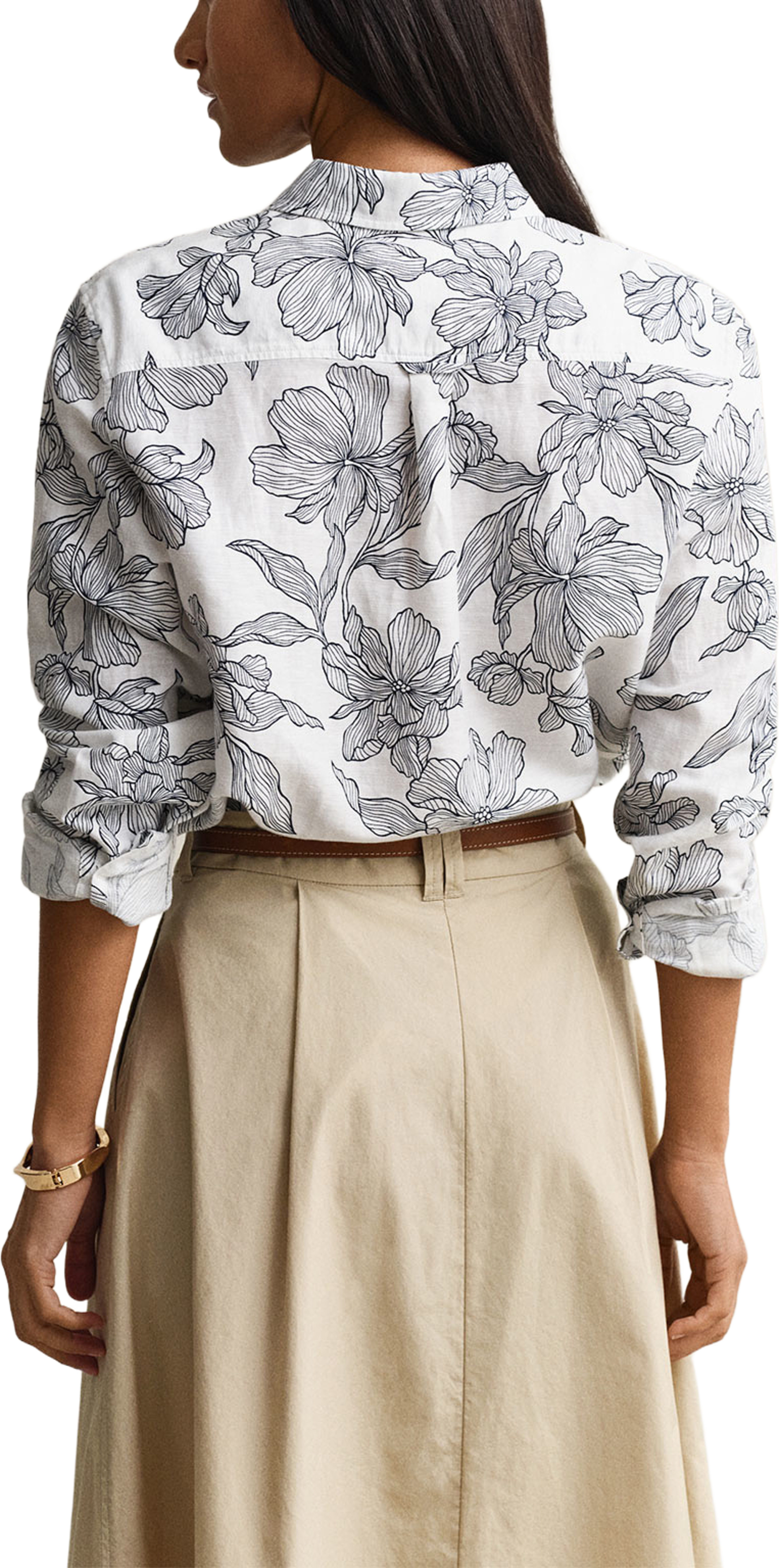 Floral Linen Shirt, från GANT, i färgen Evening Blue. Klicka för att öppna bilden i stort format