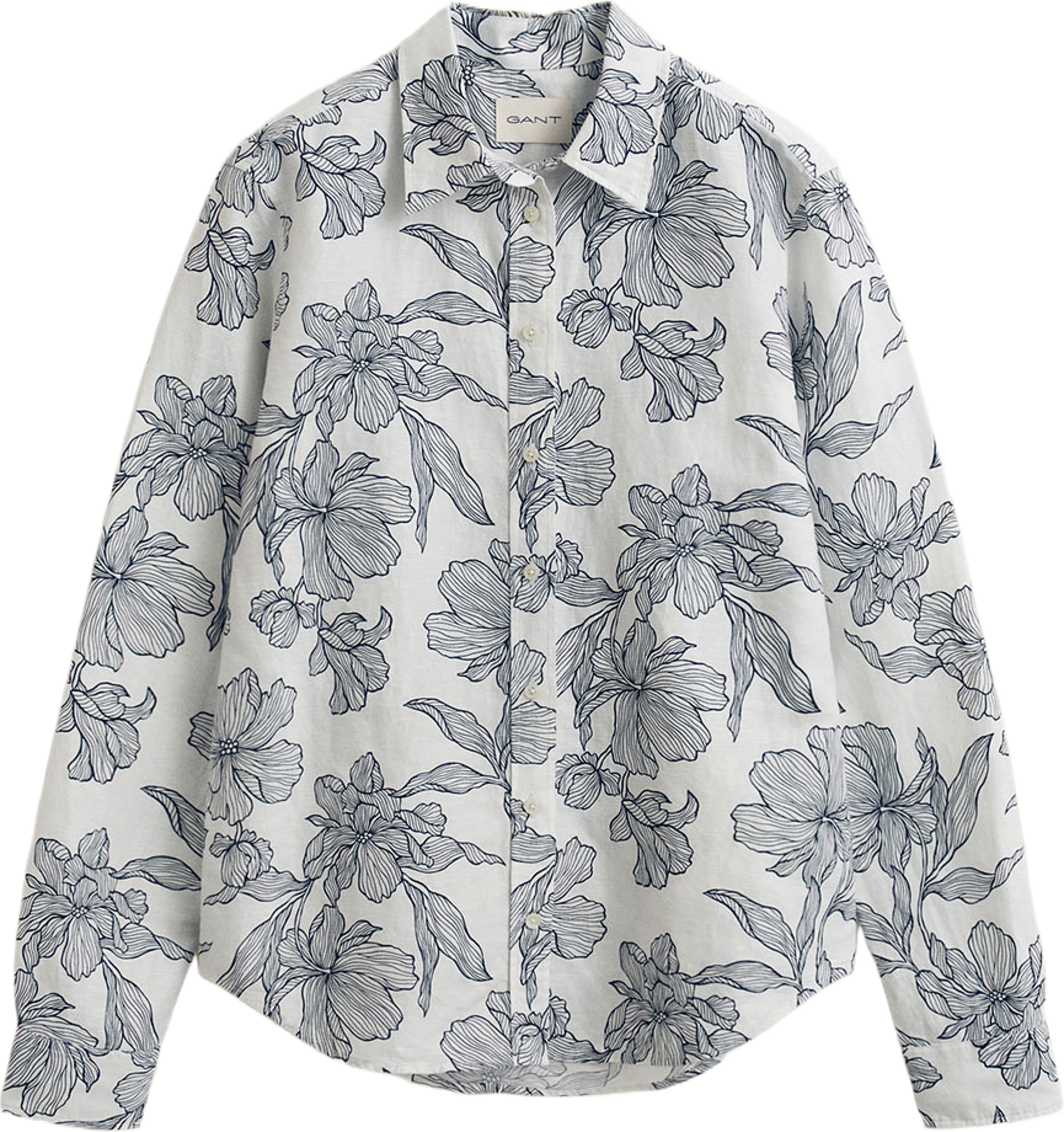 Floral Linen Shirt, från GANT, i färgen Evening Blue. Klicka för att öppna bilden i stort format