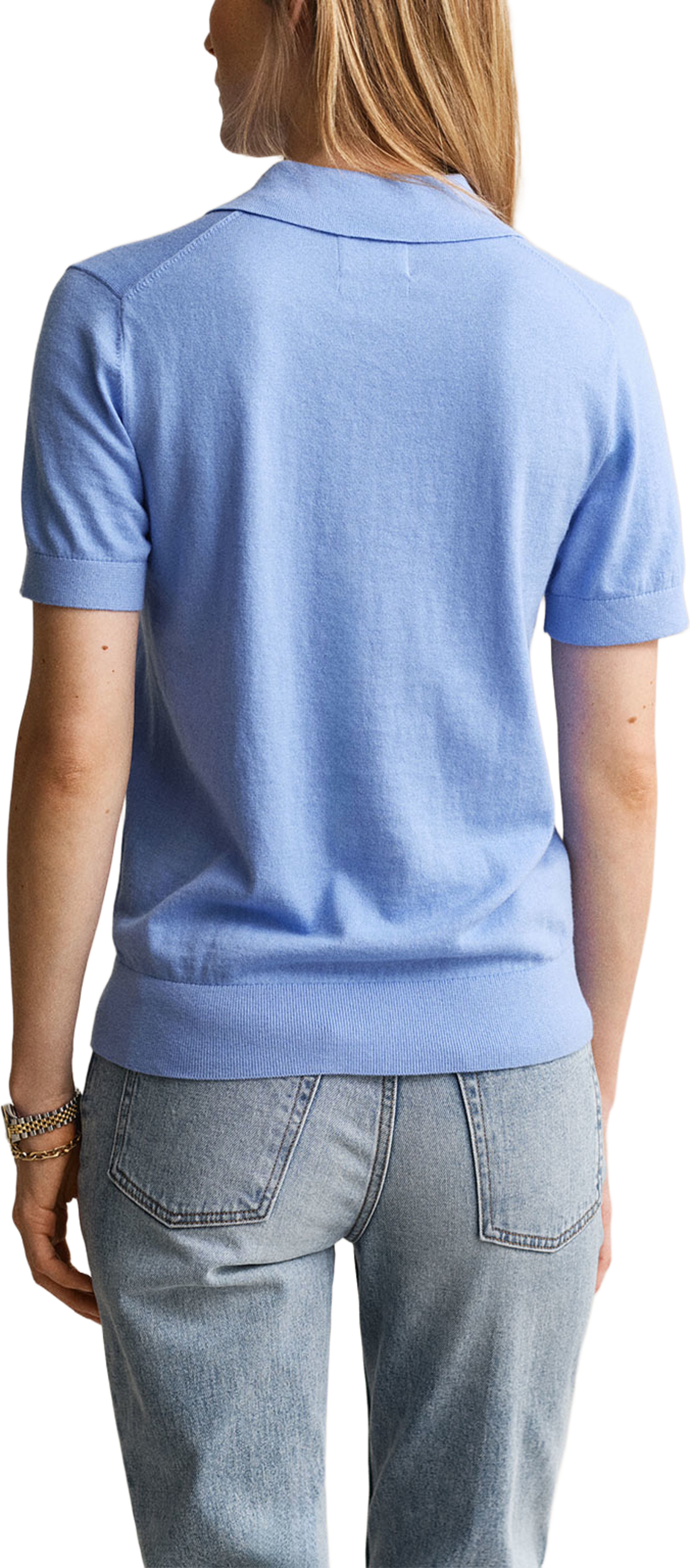 Knitted Short Sleeve Rugger, från GANT, i färgen Hydrangea Blue. Klicka för att öppna bilden i stort format