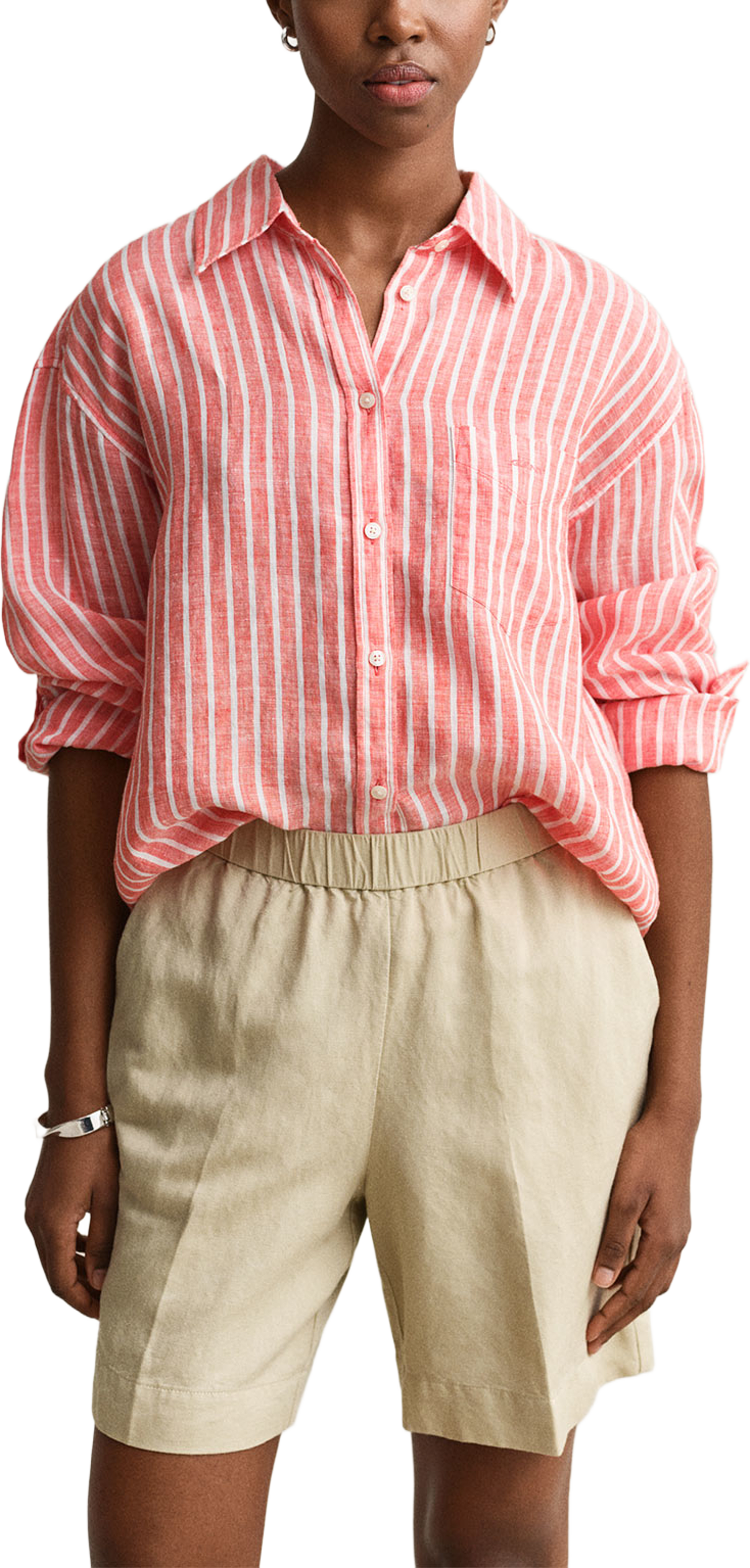 Relaxed Fit Striped Linen Shirt, från GANT, i färgen Perfect Red. Klicka för att öppna bilden i stort format