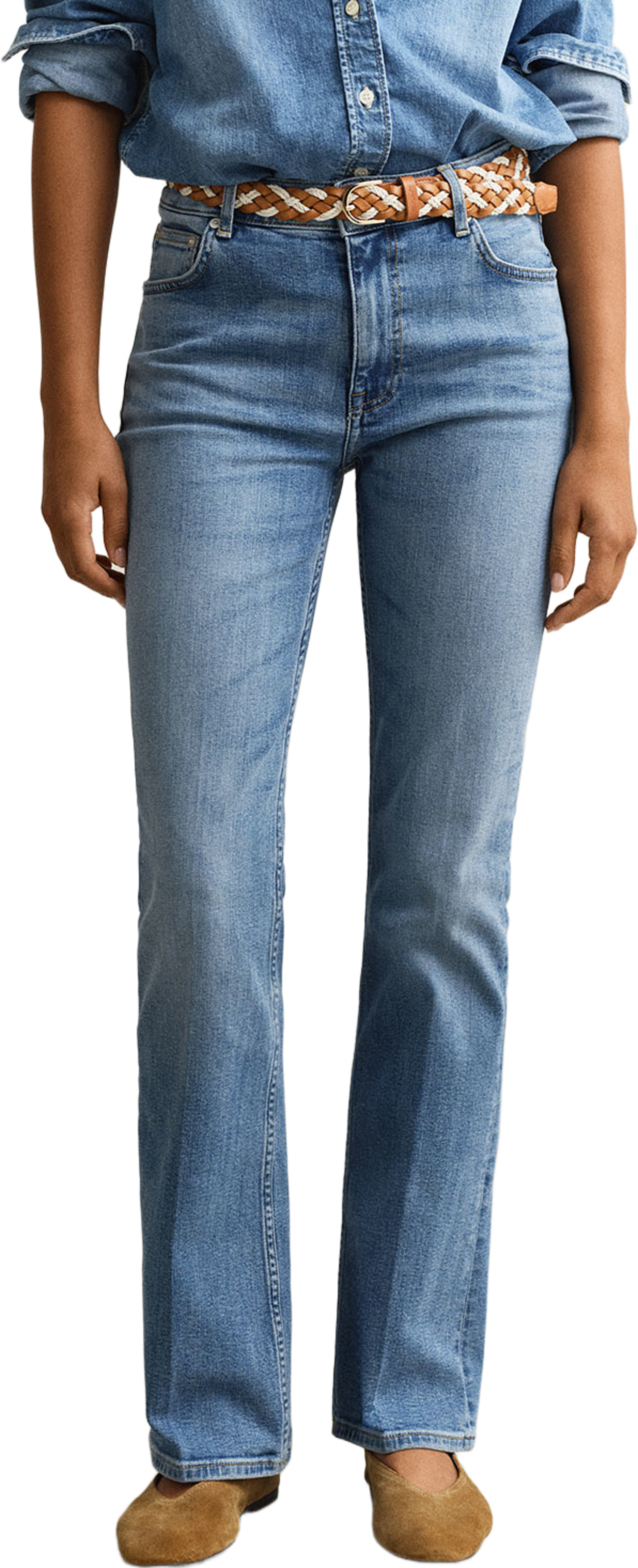Flared Stretch Jeans, från GANT, i färgen Semi Light Blue Broken In. Klicka för att öppna bilden i stort format